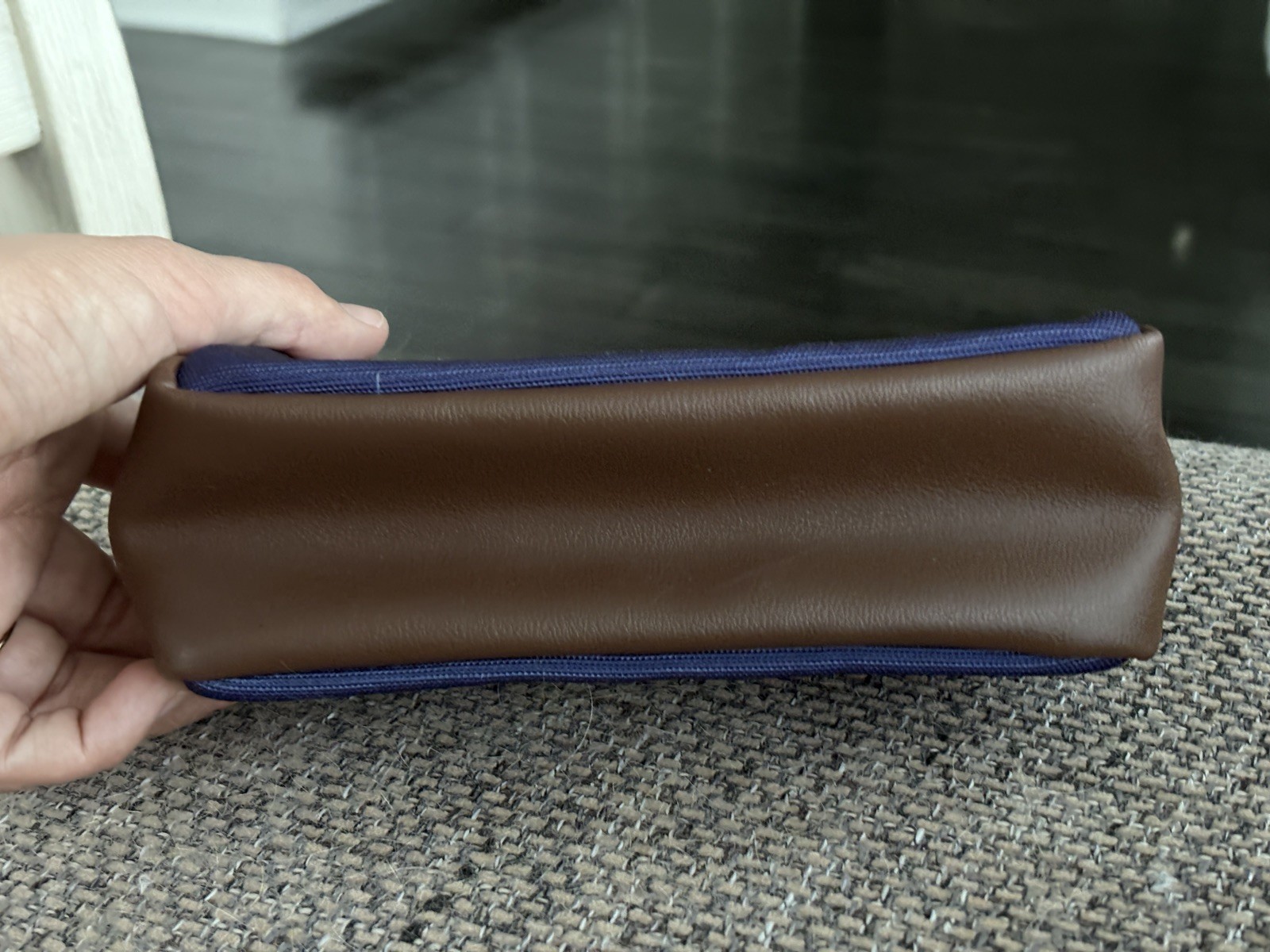 Brooks Brothers United Men Accessory Toiletry Bag Travel Pouch Blue Brown Lined