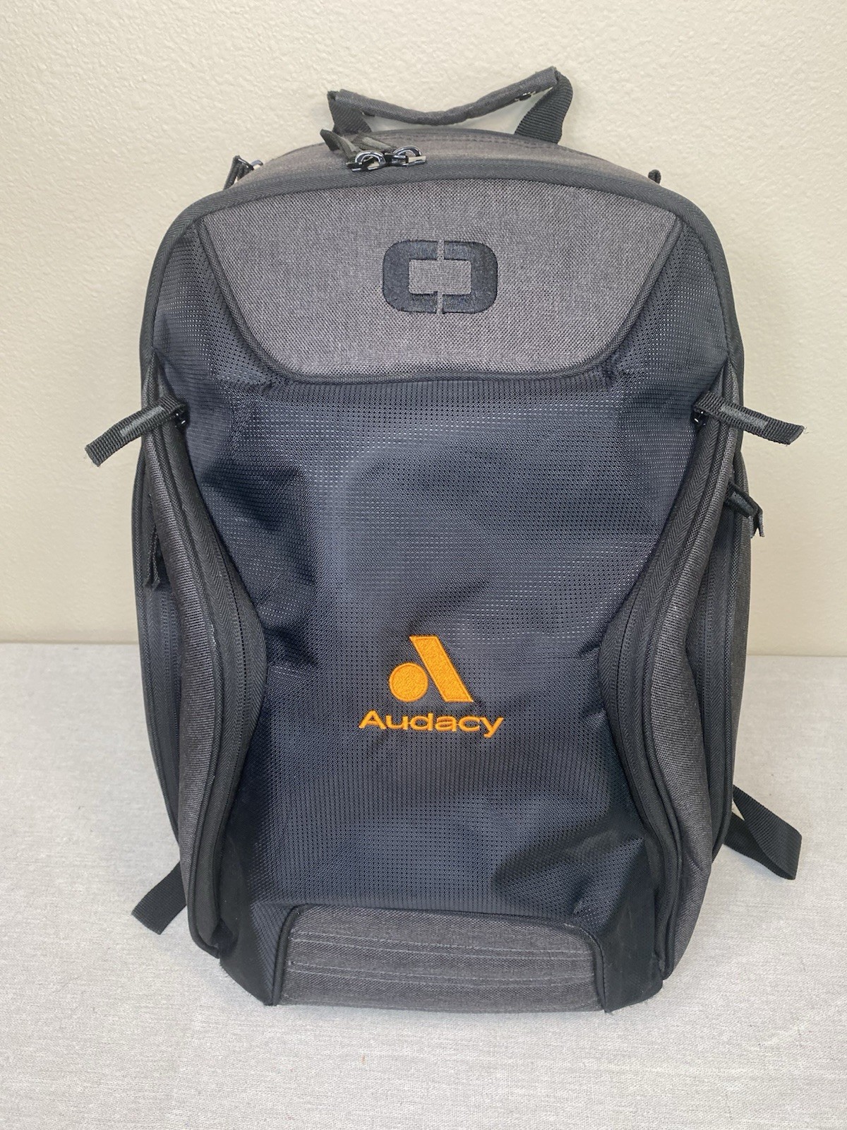 Ogio Backpack Gambit Padded Laptop Backpack Graphite Black Grey Audacy Logo