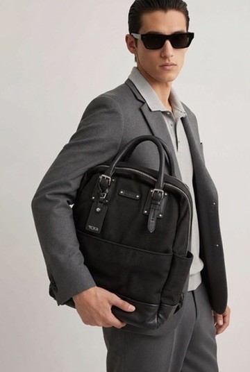 Tumi Backpack Briefcase Ballistic Nylon and Leather Black Used
