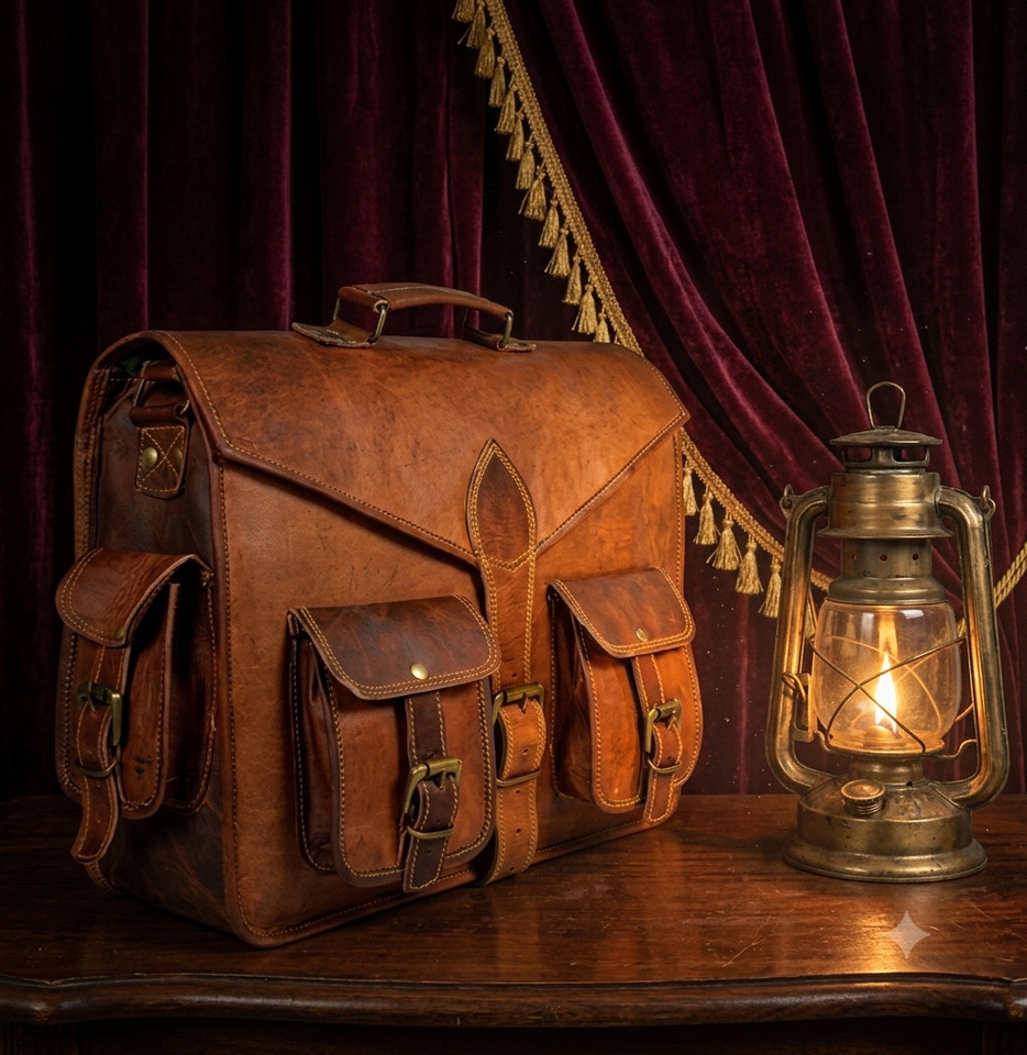Handmade Leather Laptop Bag Mens Office Rugged Elegance Bag