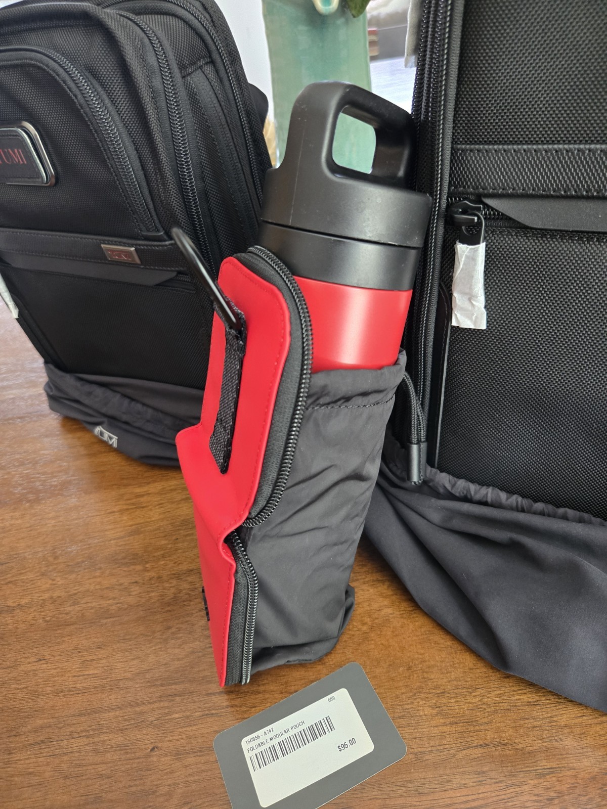 NWT TUMI ALPHA Blk Ballistic Nylon Slim Backpack+Red Pouch+Organizer Travel Tote