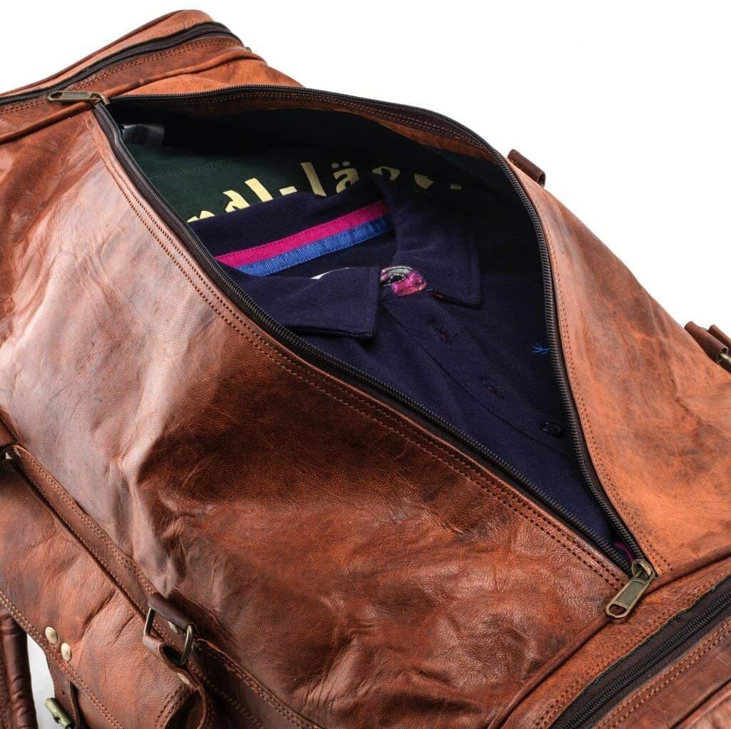 30″ Genuine Leather Very Large Vintage Duffel Travel Gym Weekend Overnight Bag