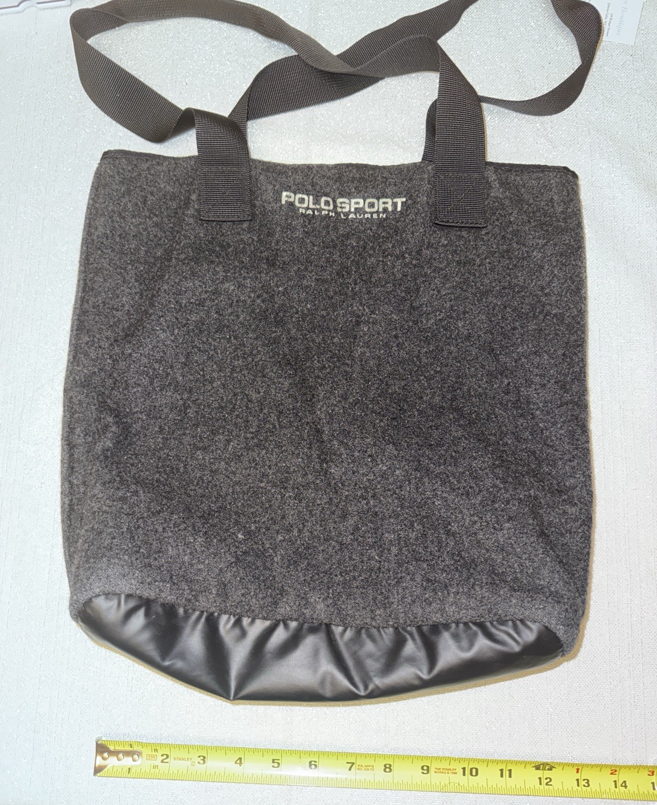 Vintage 1990s Polo Sport Ralph Charcoal Gray Lauren Wool Flannel Tote