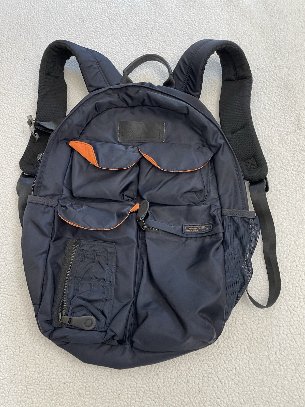 Super Dry Bomber Backpack Navy Blue Nylon Utility B53
