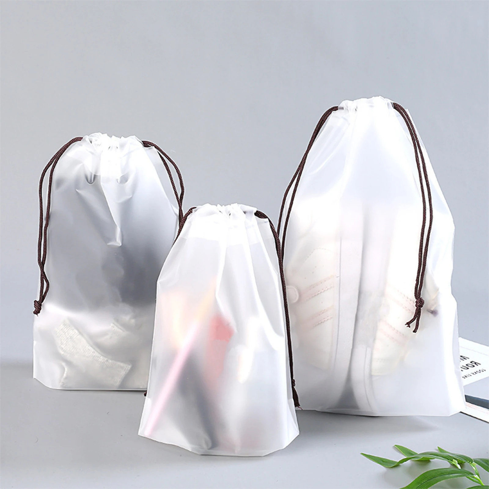 Matte Drawstring Storage Bag Sport Storage PE Folding Clothes Shoes Dustproof Ba