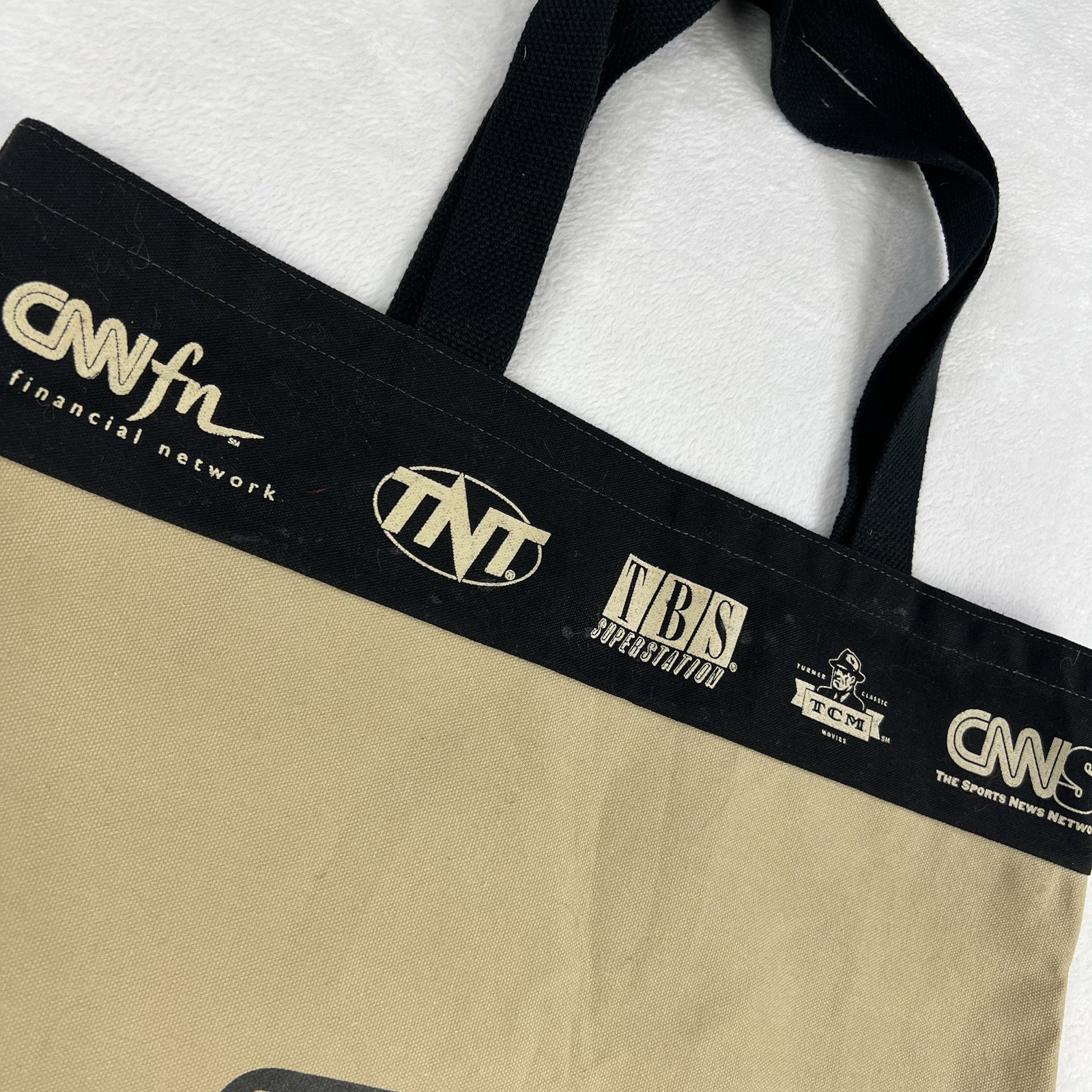 Vintage 90s Turner Broadcasting Large Tote Bag Cartoon Network TNT TBS USA Made