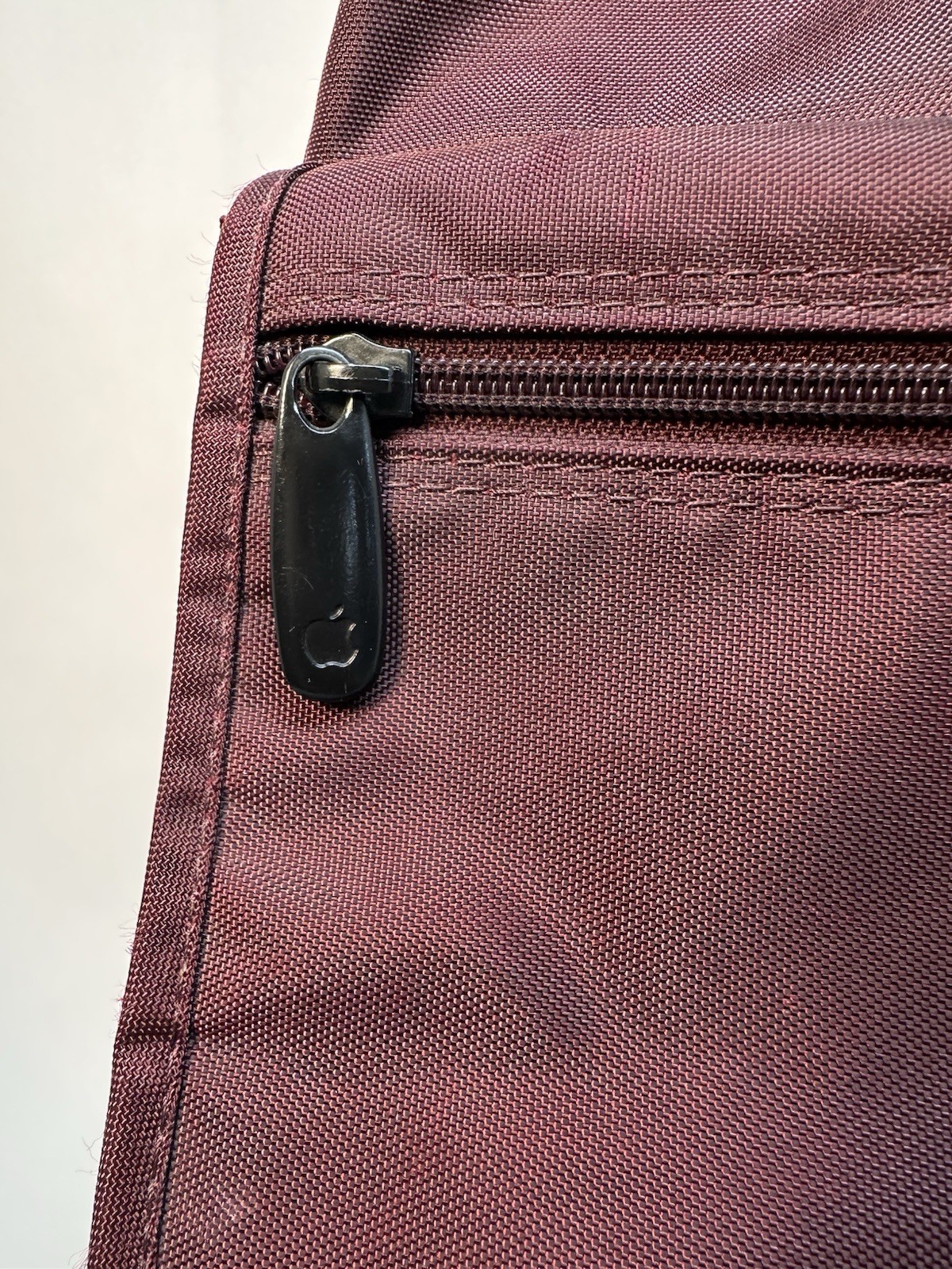 Vint Apple Computer Nylon Backpack Bag W Retro Logo Maroon 7x13x15 In #8