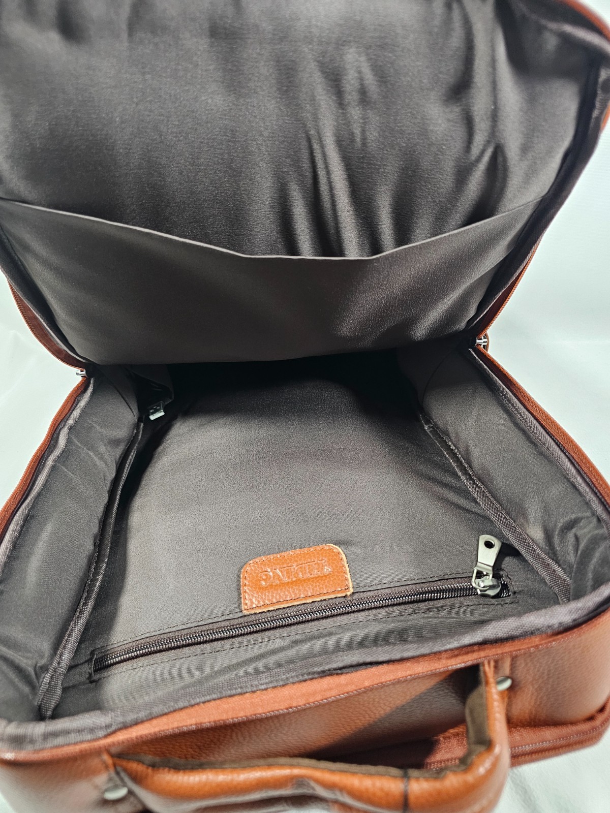 Leather Backpack 15.6″ Laptop Sleeve for Men Women TSA Friendly Travel Brown