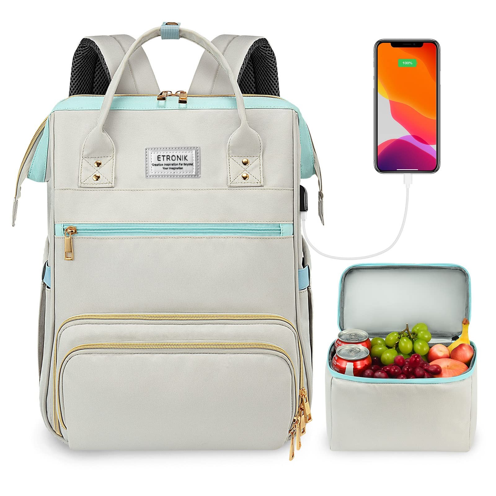 Lunch Backpack 15.6 Inch Laptop Backpack with USB Port Stylish Nurse Teacher …