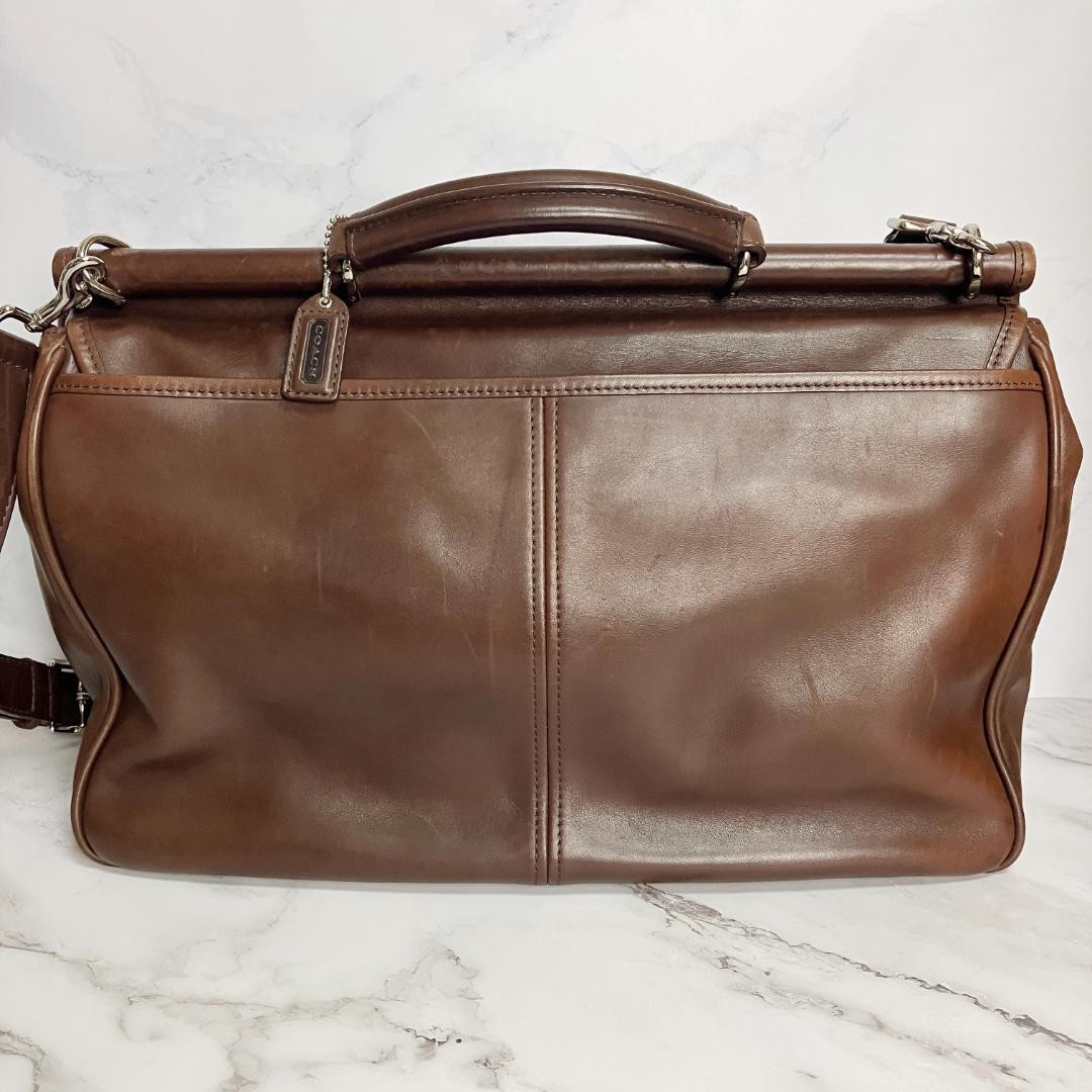 COACH 2way Leather Business Briefcase 5235 Dark Brown 43cm 30cm 14cm Authentic