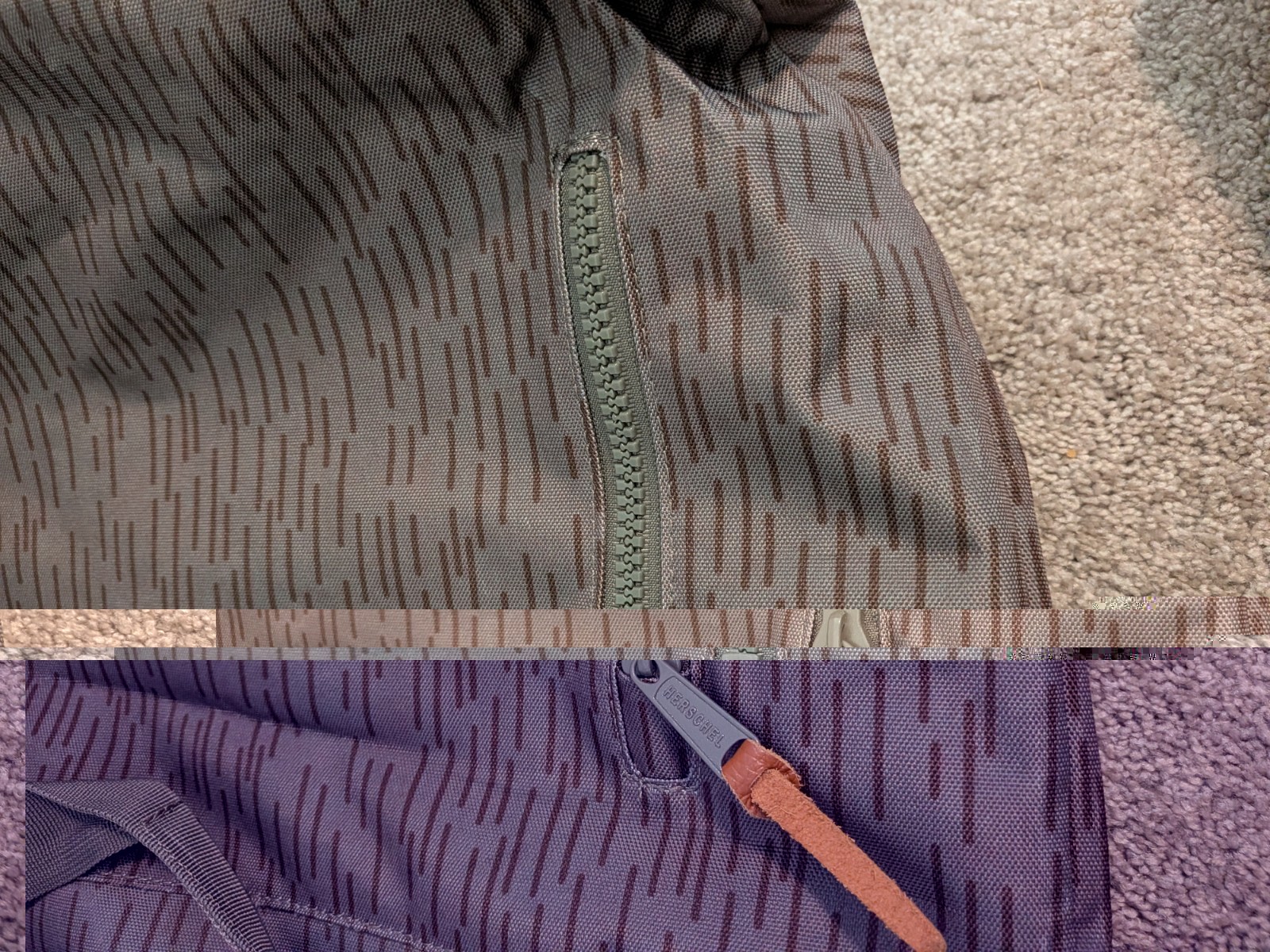 Herschel Gray Striped Large Tote Bag Zip/Snap Closure w/ Inner Pockets
