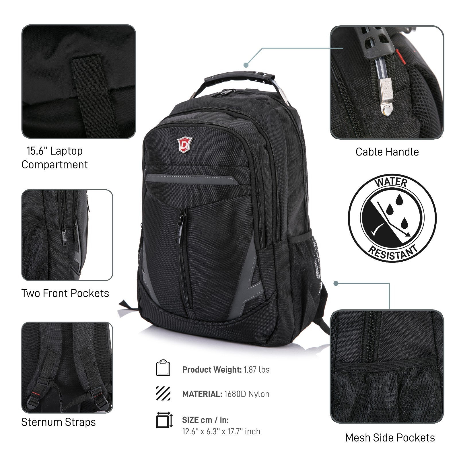 DUKAP EMINENT 15.6 Inch Executive Laptop Backpack Travel Bag with Padded
