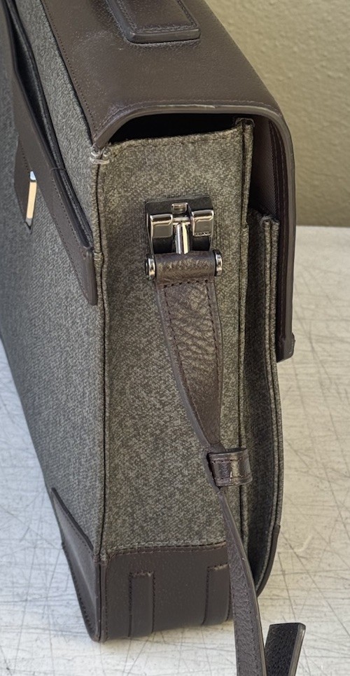 TUMI Astor Dorilton Gray Dark Brown Leather Business Shoulder Bag Briefcase