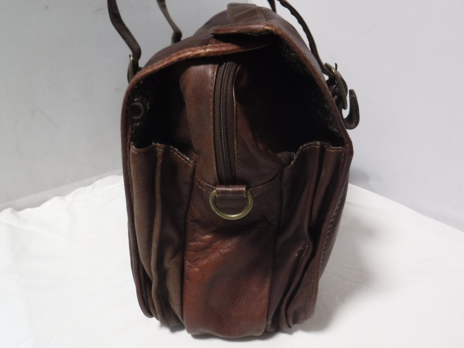 PM4 Manufacturas Quintero Colombia Brown Genuine Leather Laptop Attache Tote Bag