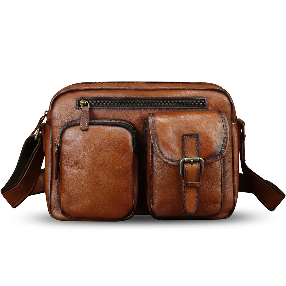 Genuine Leather Large Messenger Bag and Briefcase Purse for Men Shoulder Bag