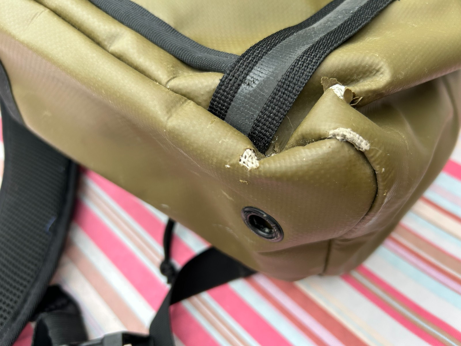 READ Chrome Assault Series Green Olive Water Resistant Backpack Has wear.