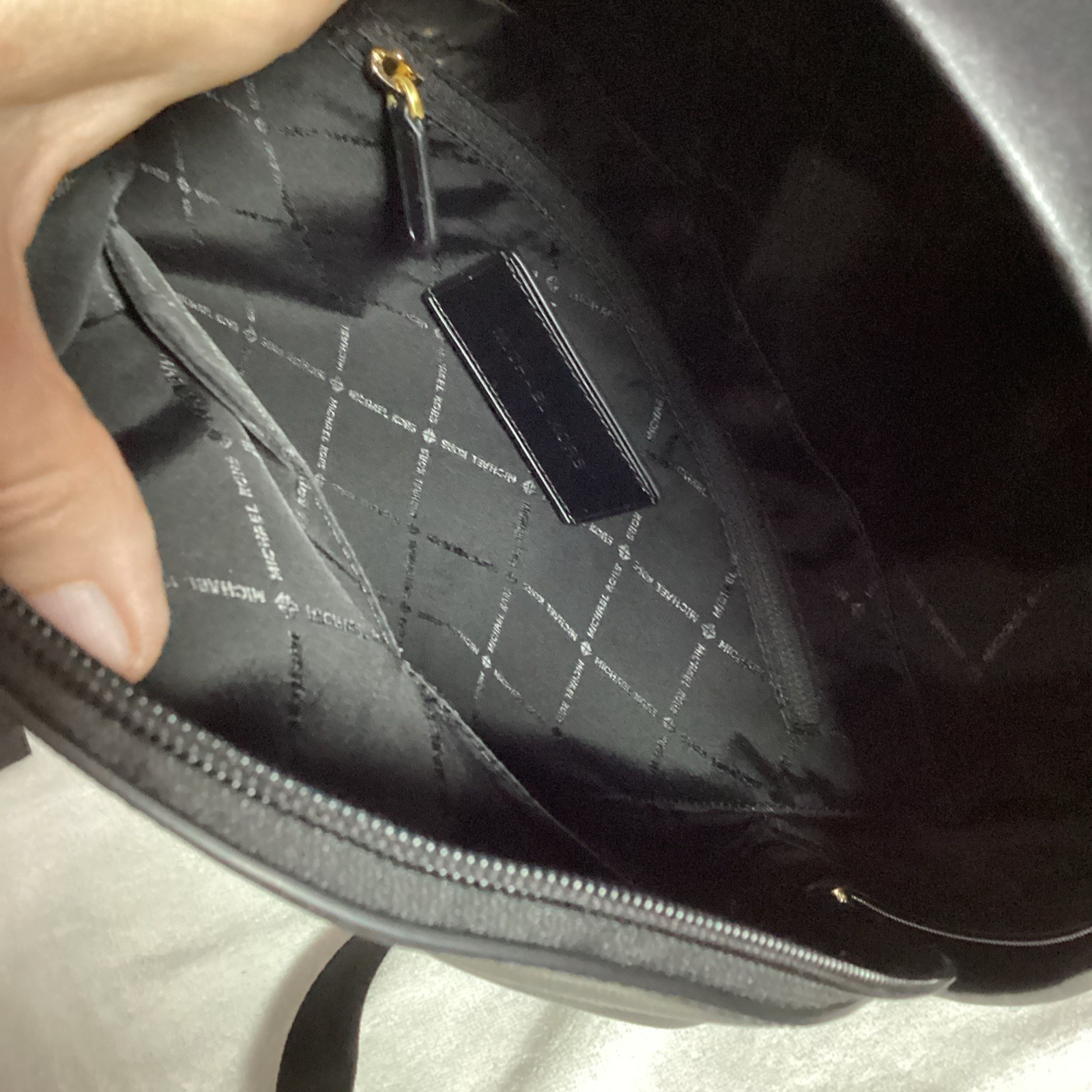Michael Kors Hudson Commuter Logo Stripe Black Leather Unisex Backpack Bag *READ
