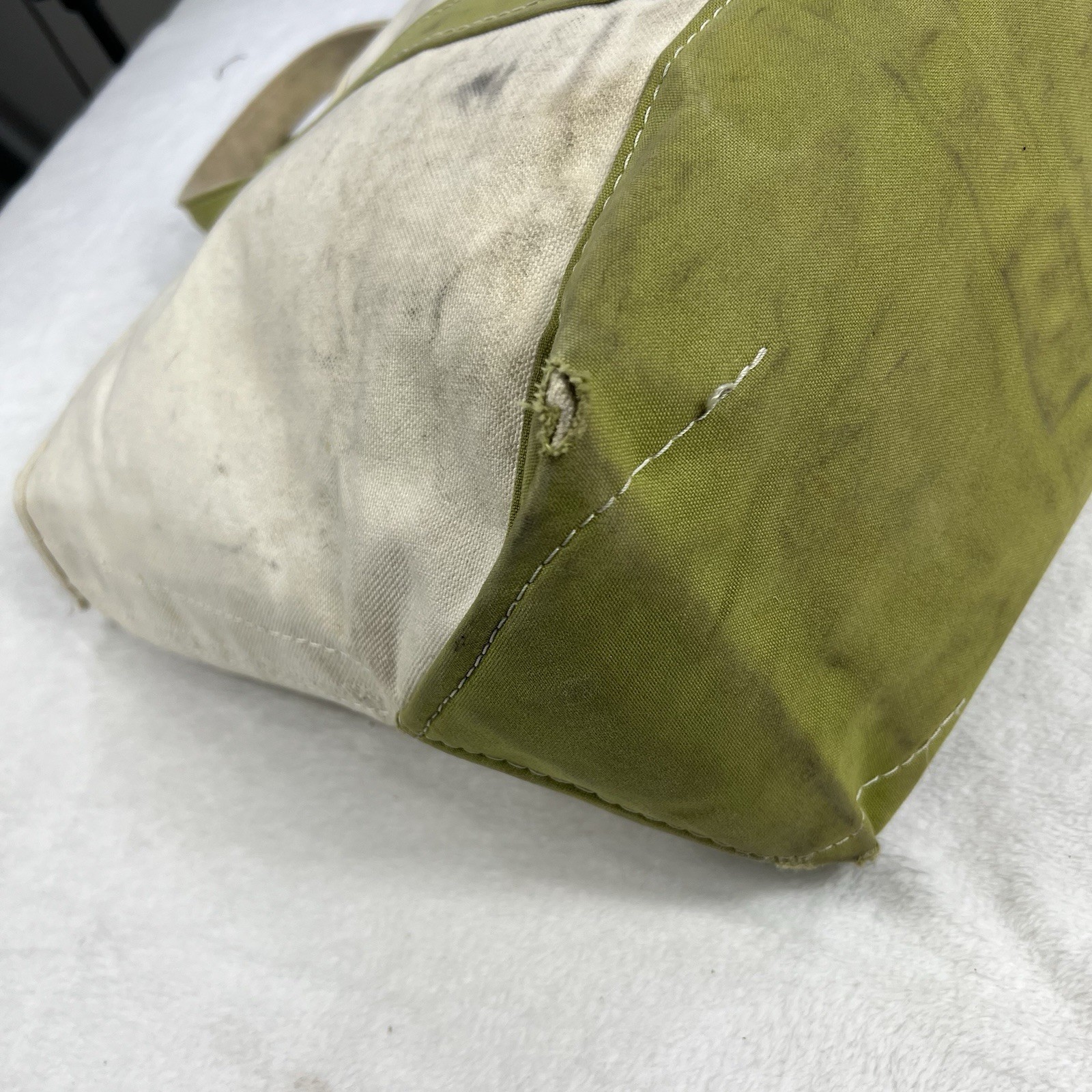 Vintage Distressed LL Bean Large “Nichole” Zipper Top Boat And Tote Canvas Bag