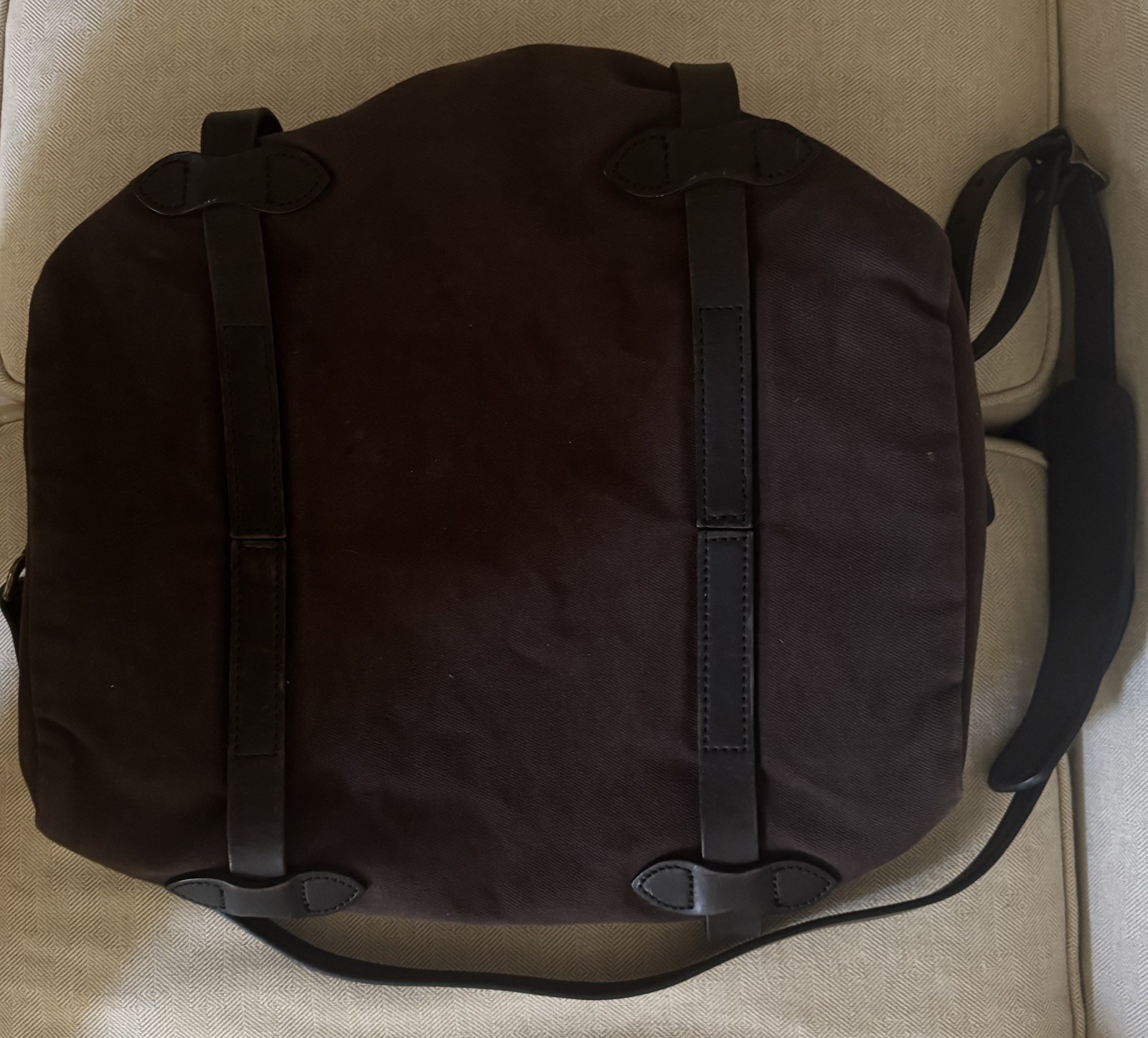 FILSON Dark Brown Twill SMALL Duffle #220 Shoulder Strap Leather Trim 💥