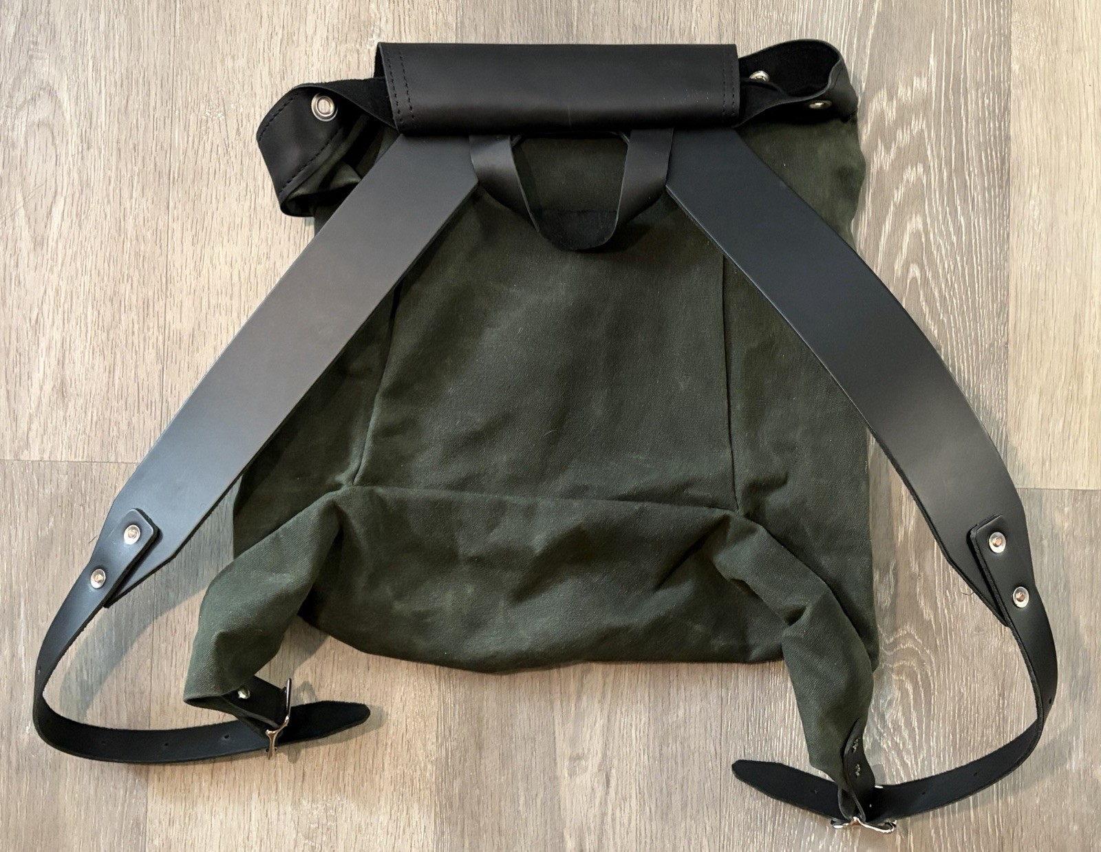 Duluth Pack Classic Rucksack, Waxed Olive Drab / Black Leather. DBS Corp Swag