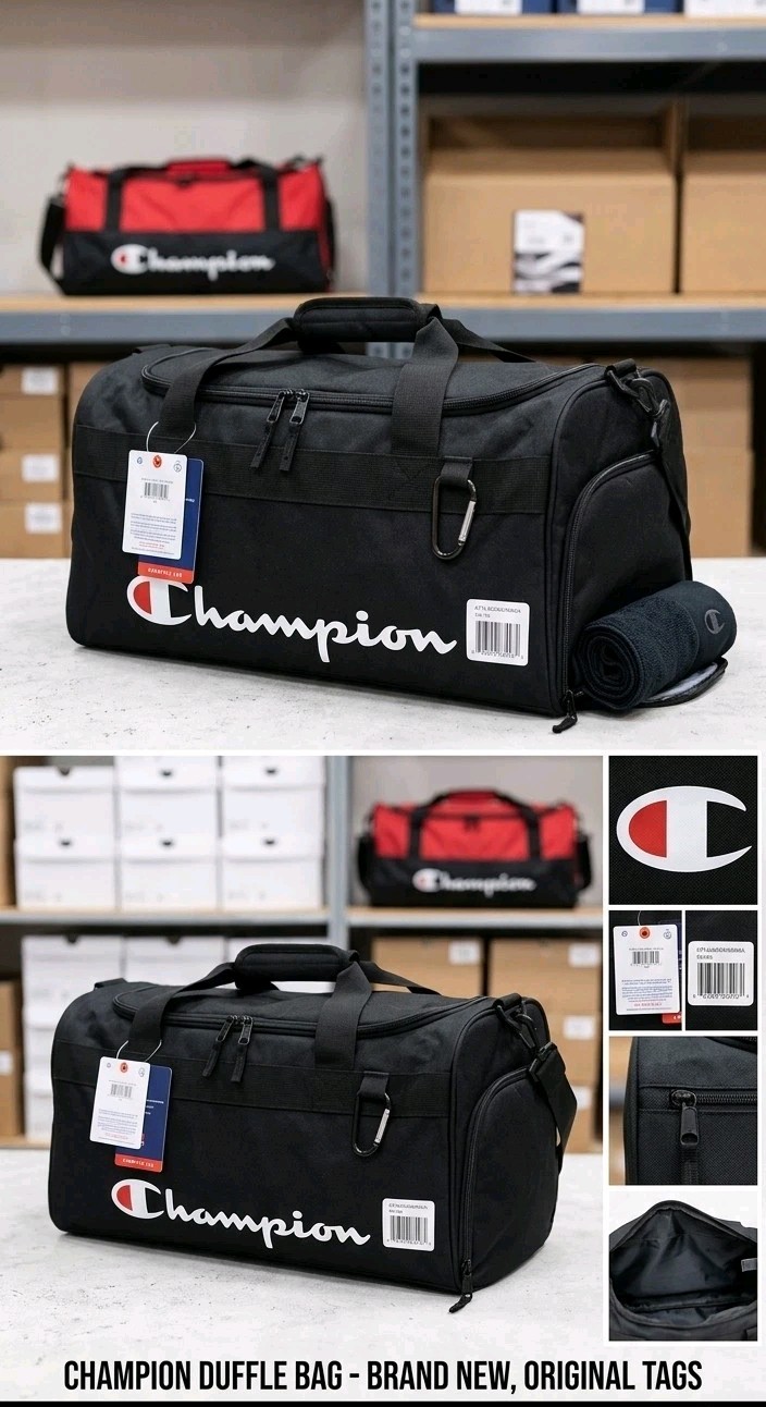 champion duffle bag -BLUE GREY BLACK CAMO