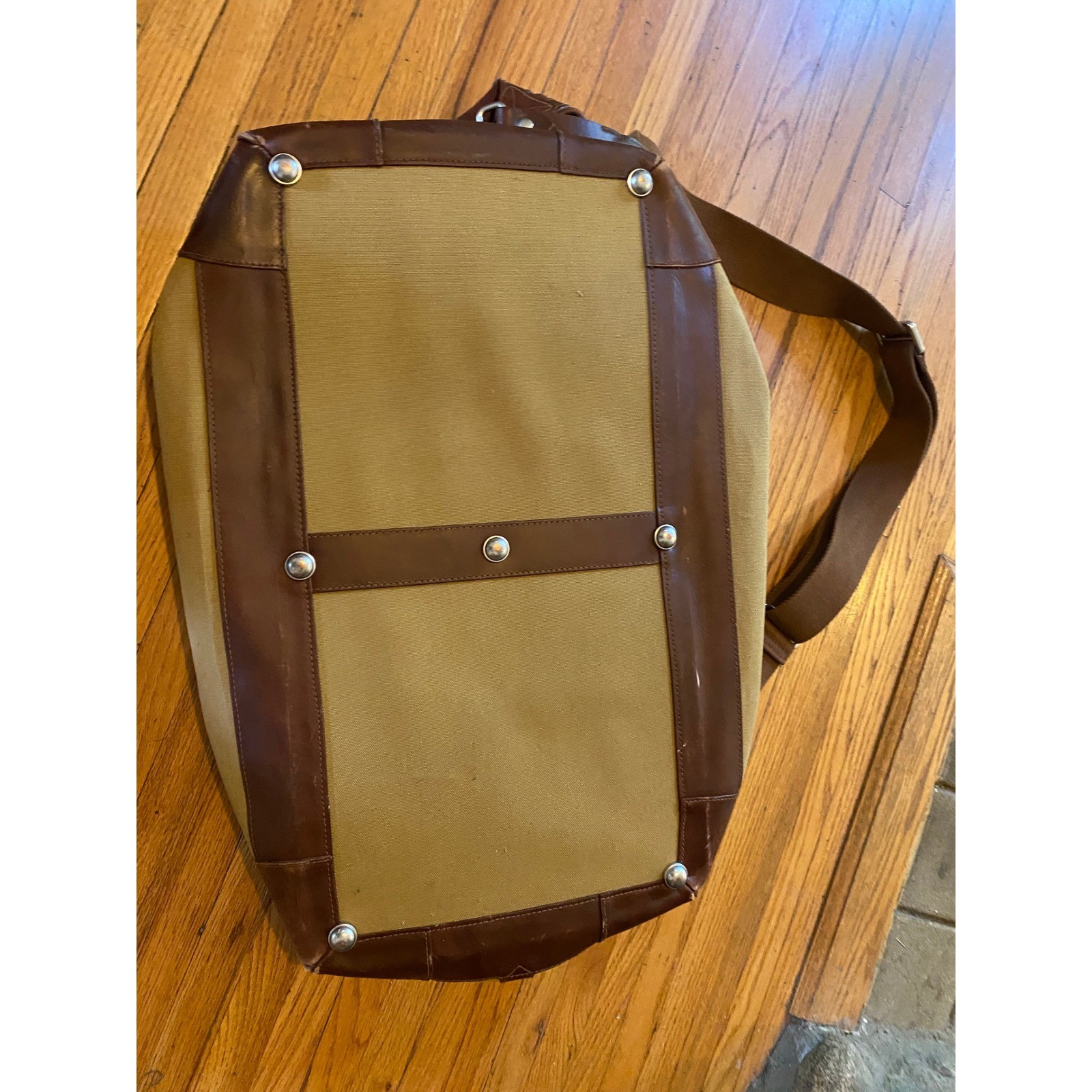 J.Crew Wallace & Barnes Canvas Leather Trim Duffel Bag Weekender Tan Brown Large