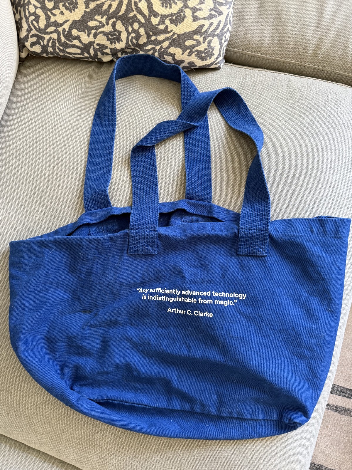 OpenAI official employee merch swag – blue Feel the AGI tote bag