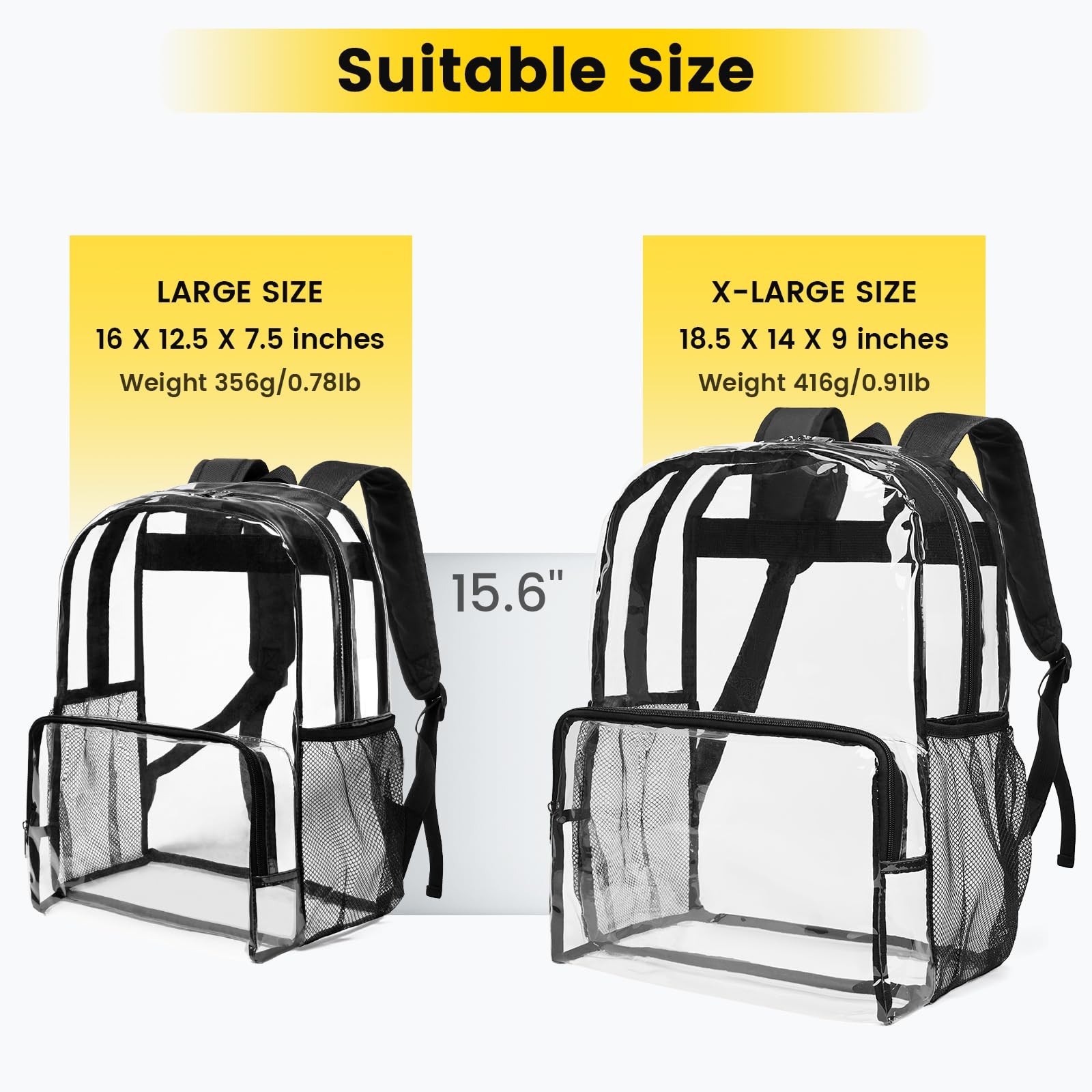Vorspack Clear Backpack Heavy Duty XL See Through PVC Bookbag School Stadium