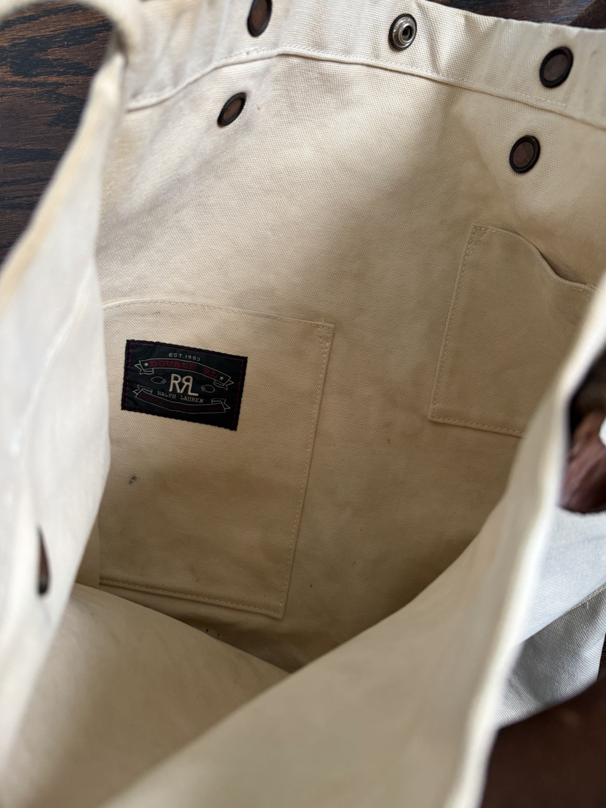 Ralph Lauren Double RL RRL Canvas Leather Tote Bag Rare RRL