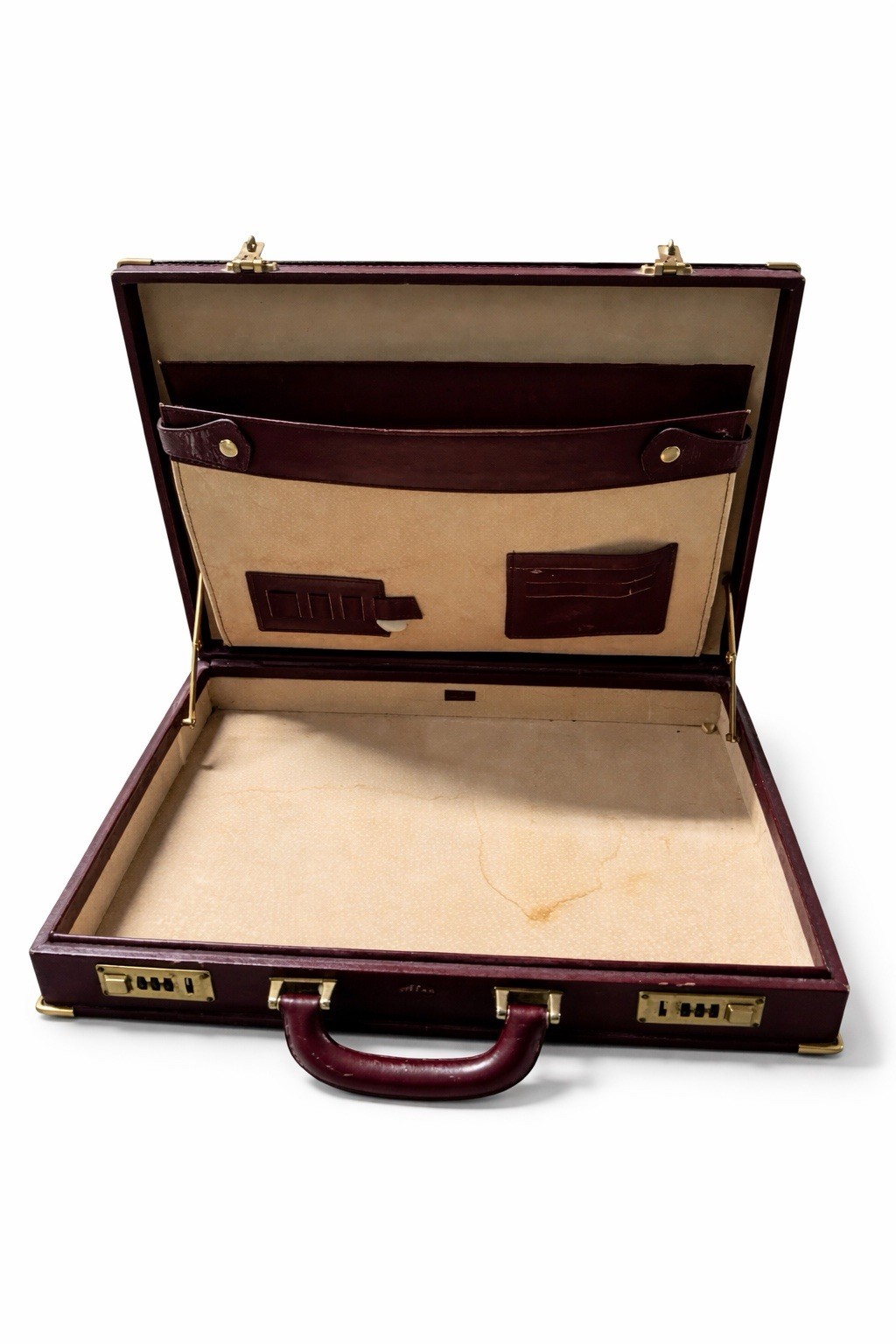 Vintage Neiman Marcus Italian Leather Briefcase Attache Burgundy Combo Lock
