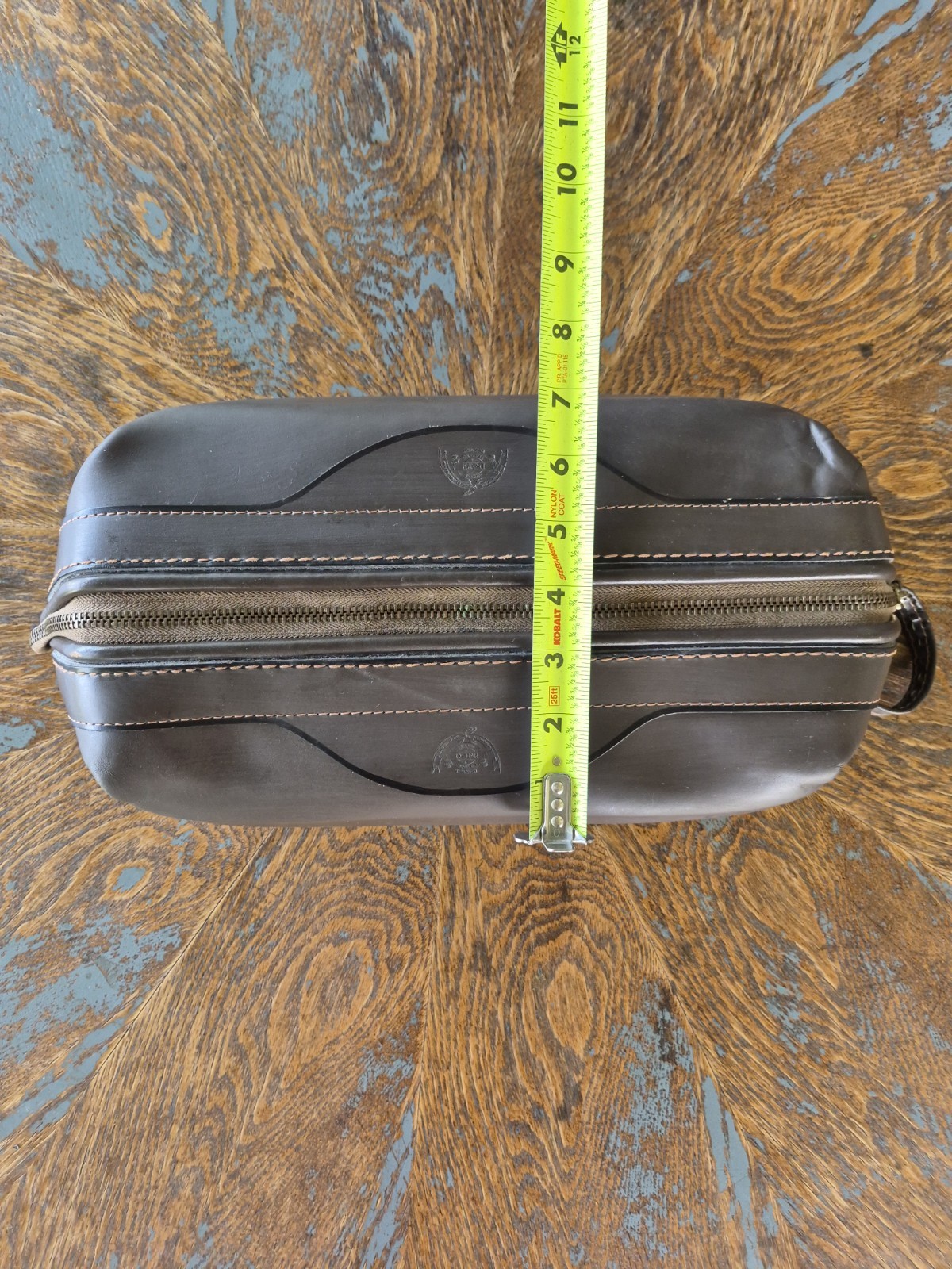Vintage Buxton Leather Dopp Kit Dark Brown Shaving Toiletry Travel Bag