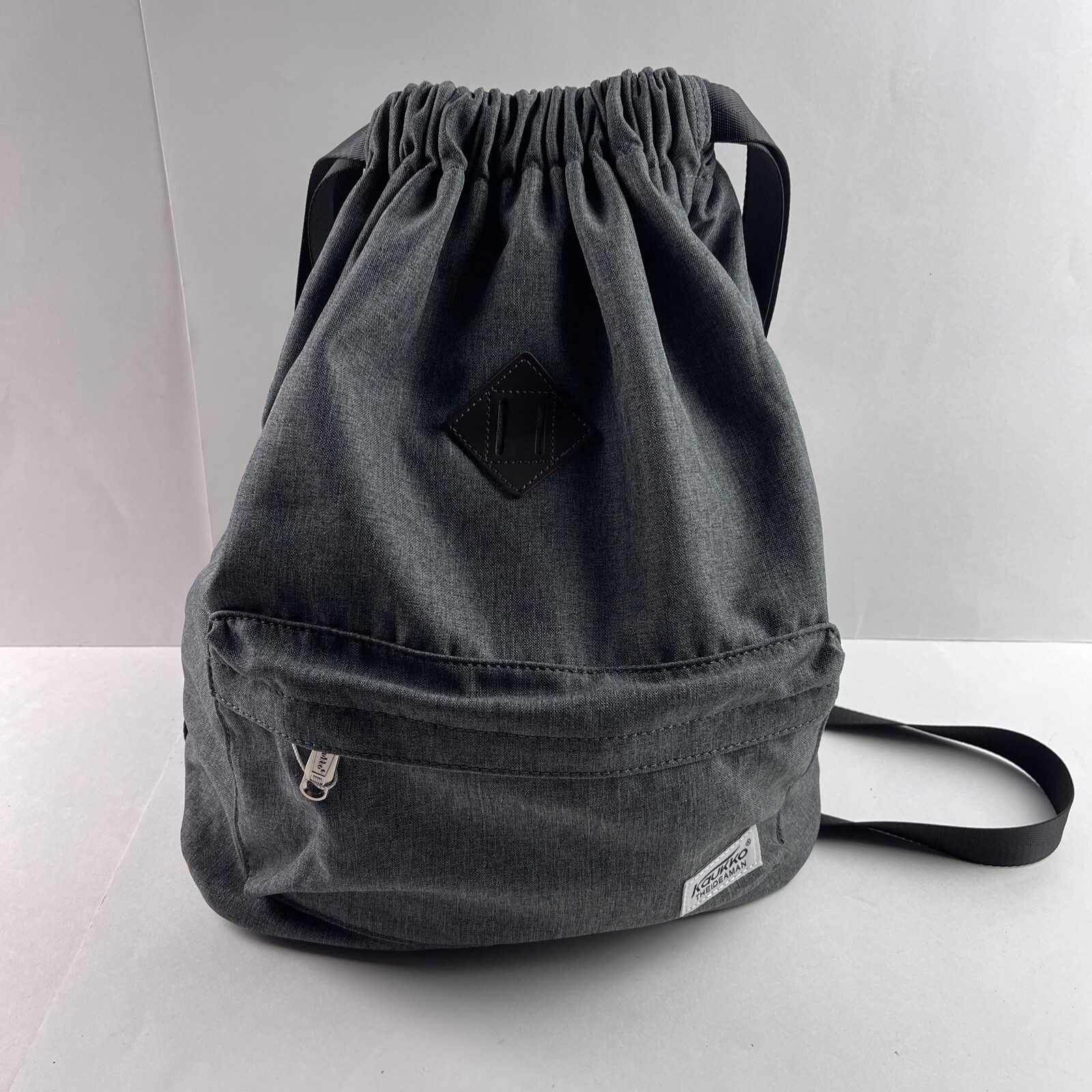 KAUKKO Water-proof Gray Nylon Drawstring Backpack Swimming Gym Yoga Sports Bag