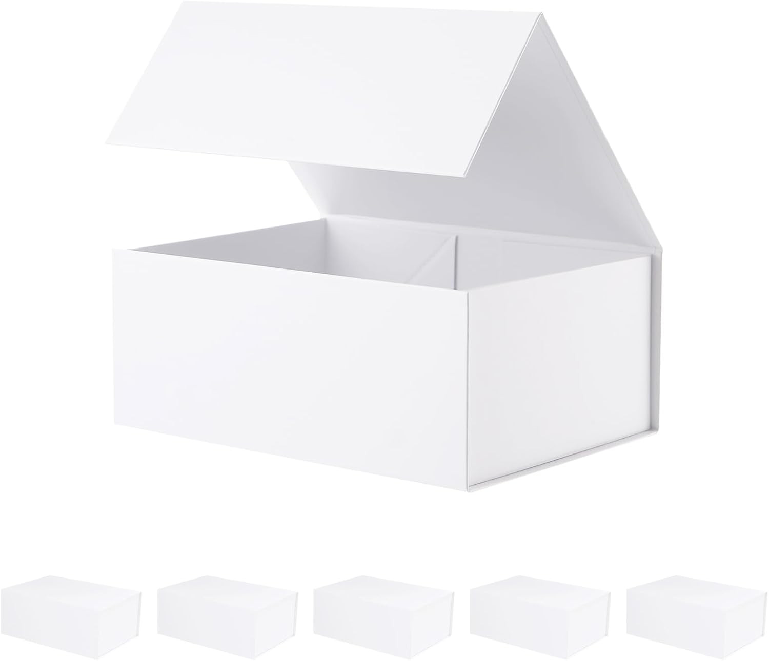 BLK&WH 6 Gift Boxes 9X6.5X3.8 Inches, White Gift Boxes, Gift Boxes with Lids, Br