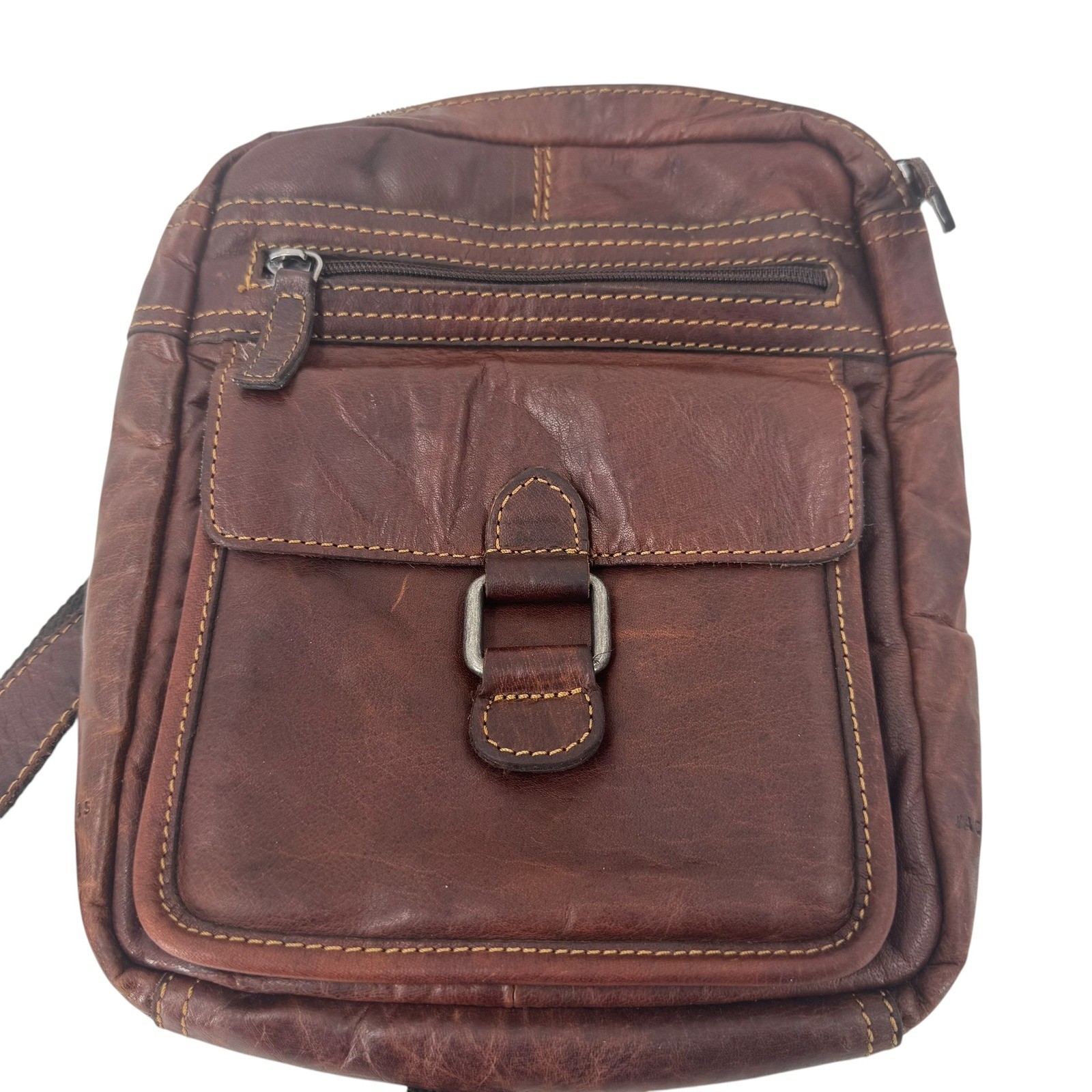 Jack Georges Brown Leather Crossbody Messenger Bag Small Vertical Tablet Bag