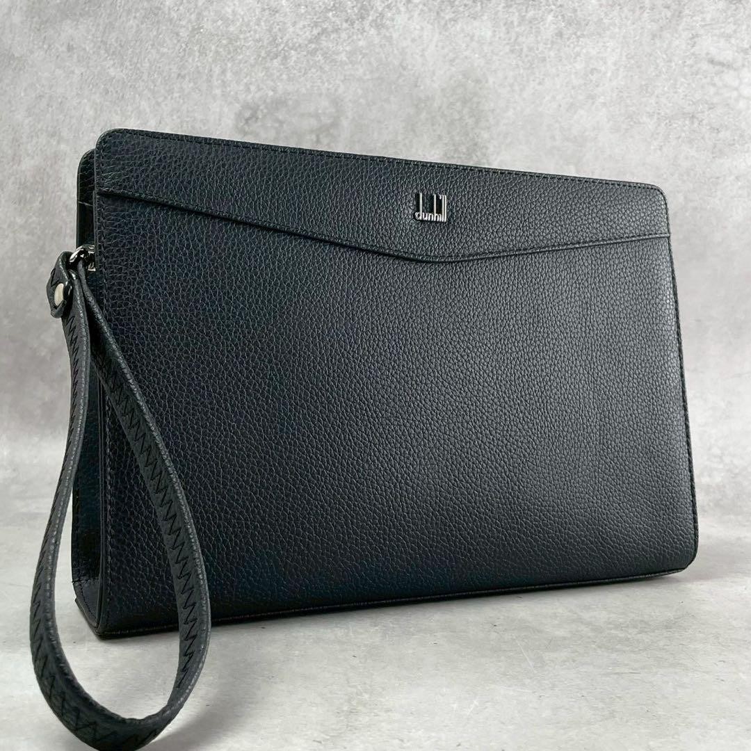 Dunhill Cadogan Clutch Bag Leather Black Men’s Business Formal Rare