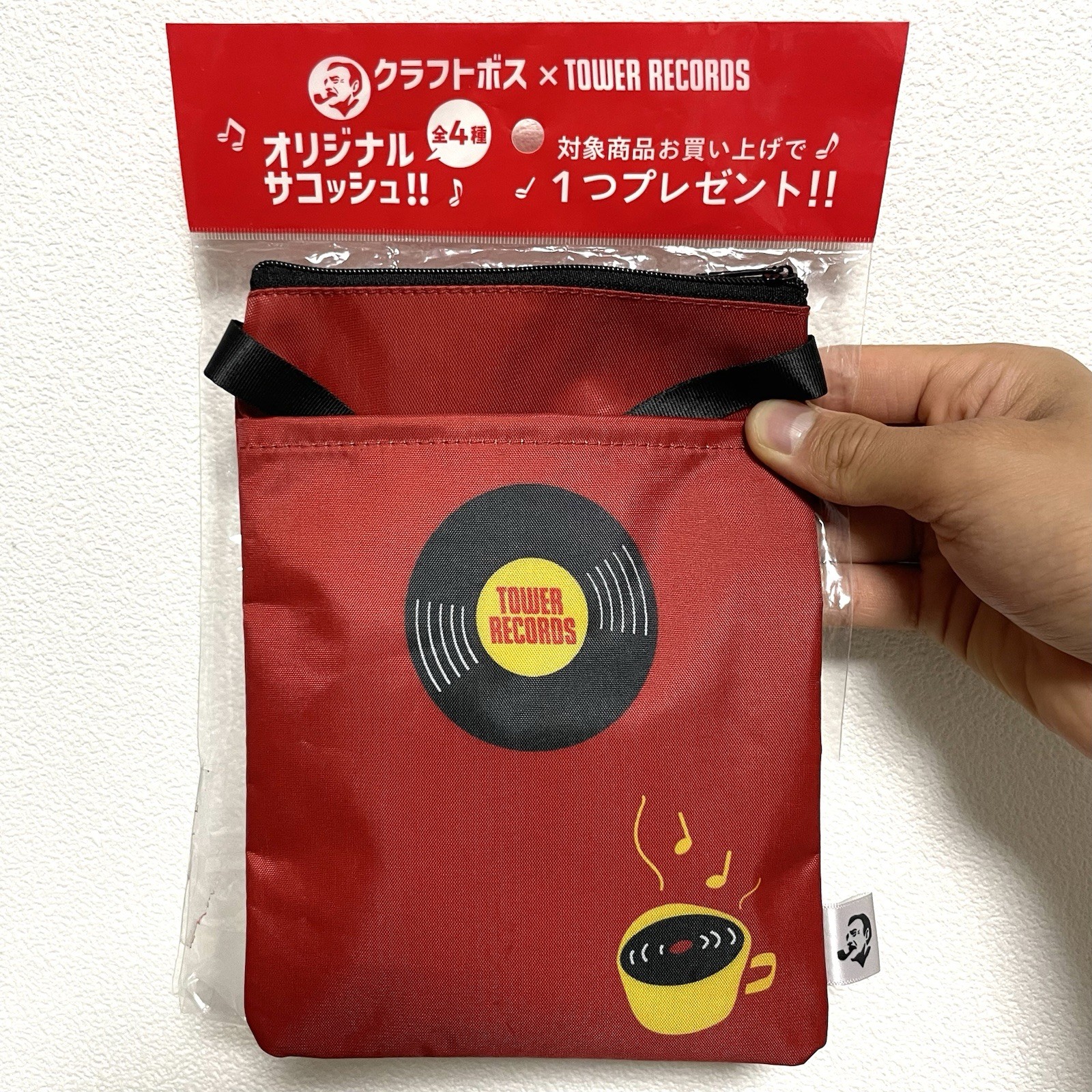 Craft Boss × Tower Records Limited Red Sacoche Bag Coffee Music Design Japan NEW