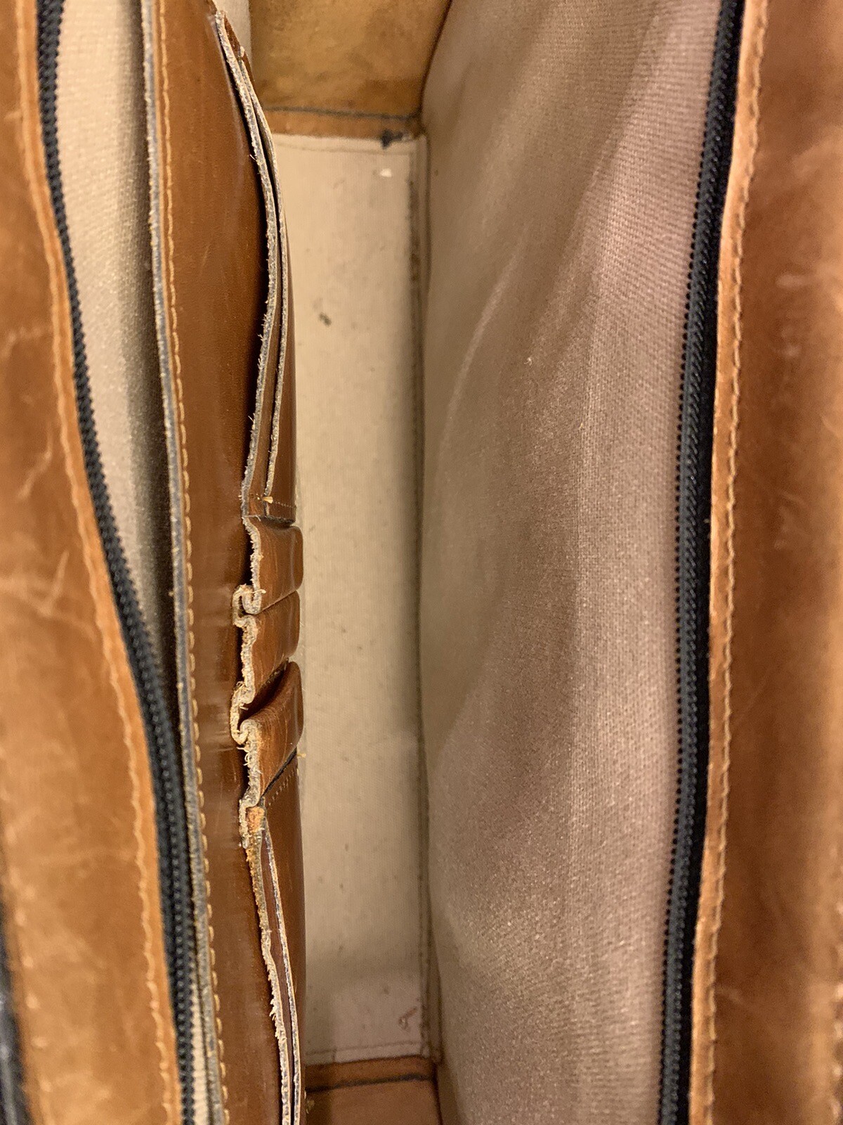 SCHLESINGER Brothers Vintage Cowhide Leather Briefcase Portfolio Brown Camel
