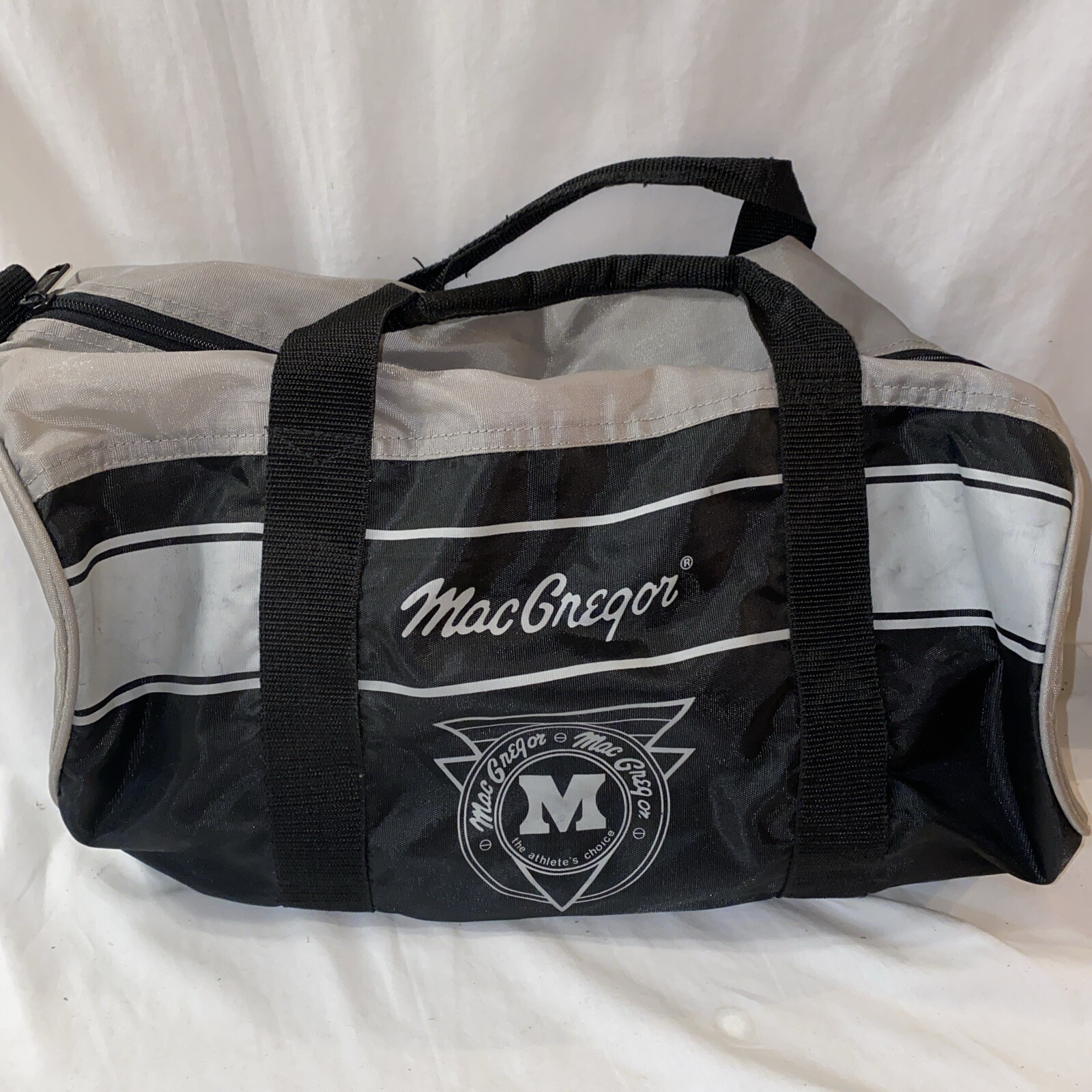 Vintage MacGregor Duffle Gym Bag Nylon Black & Silver