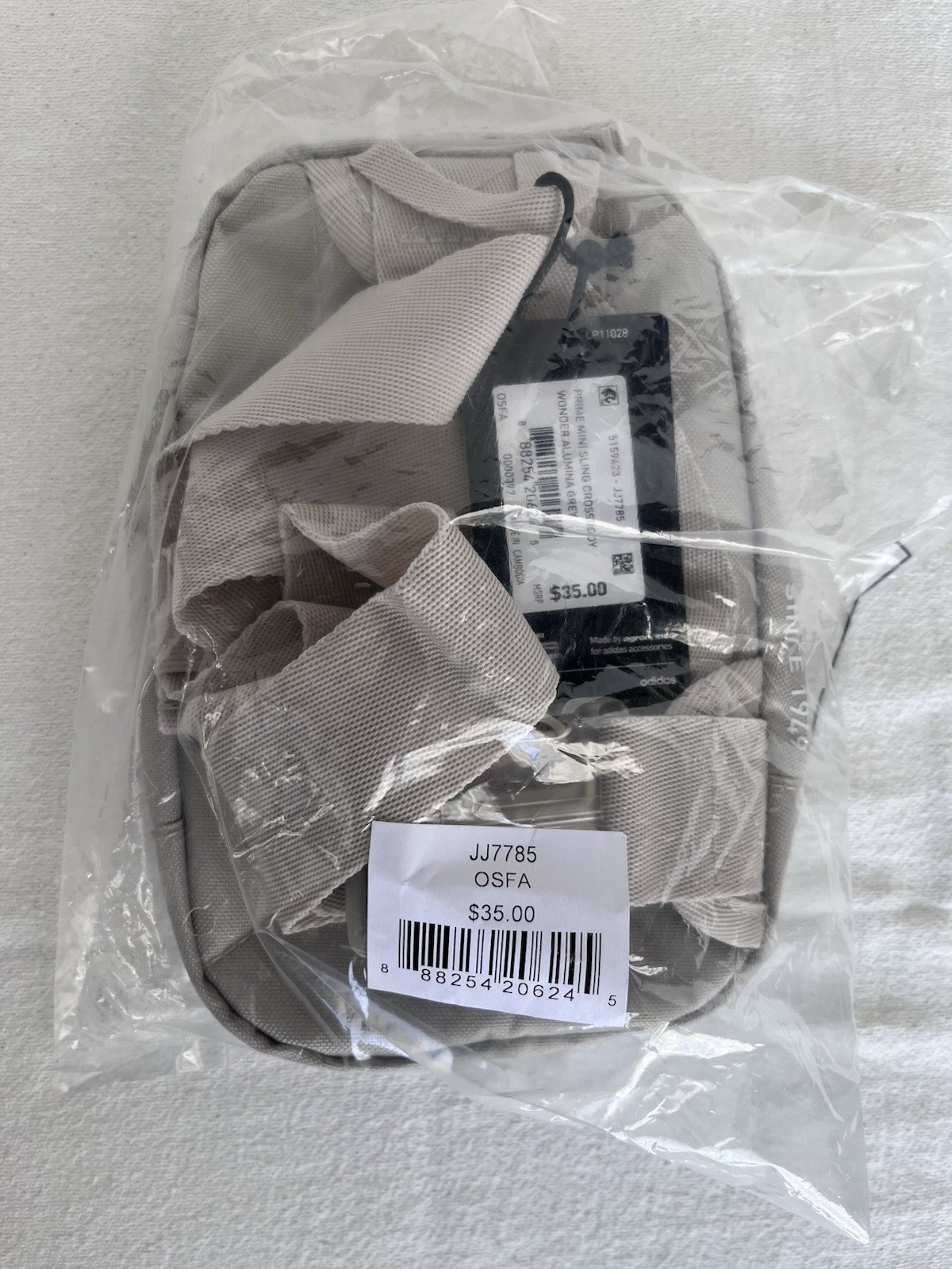 Adidas Crossbody Prime Mini Sling Wonder Aluminum Grey BNWT OSFA JJ778