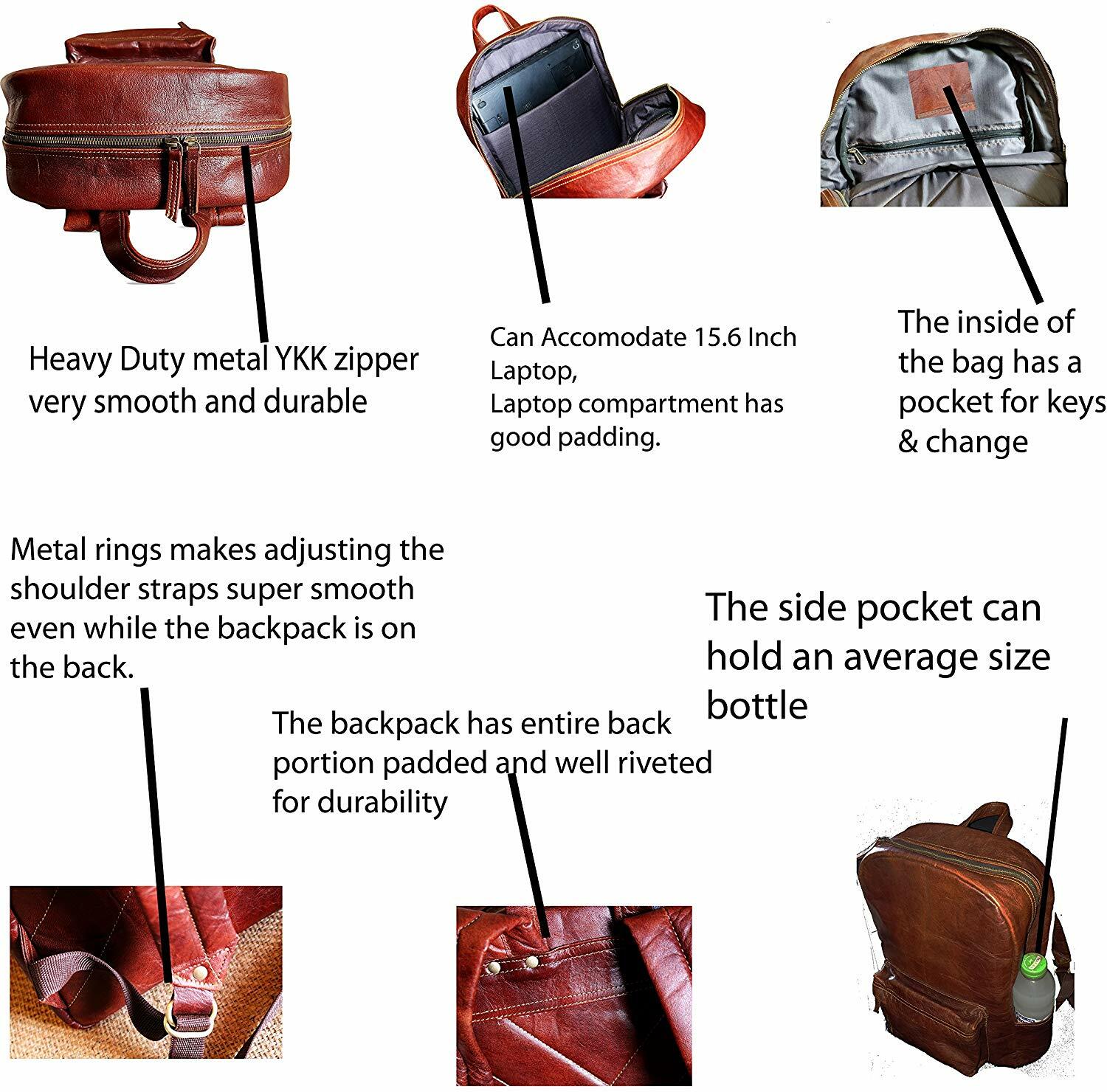 Genuine Leather Travel Backpack – Vintage Rucksack Laptop School Bag Men Women