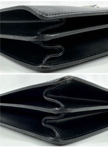 Louis Vuitton Black Epi Briefcase Document Case Push Lock Top Handle with Key