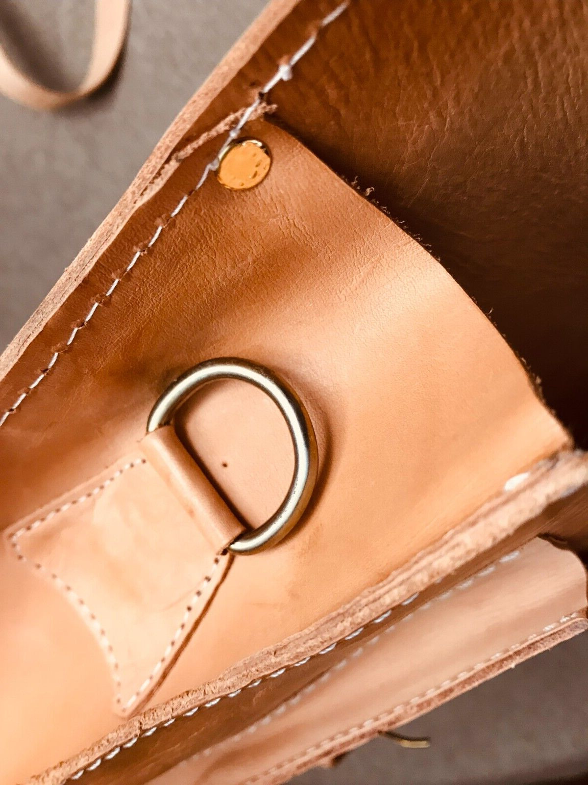 Natural Tan Burnished Belting Leather Briefcase / Messenger Bag – SPAIN