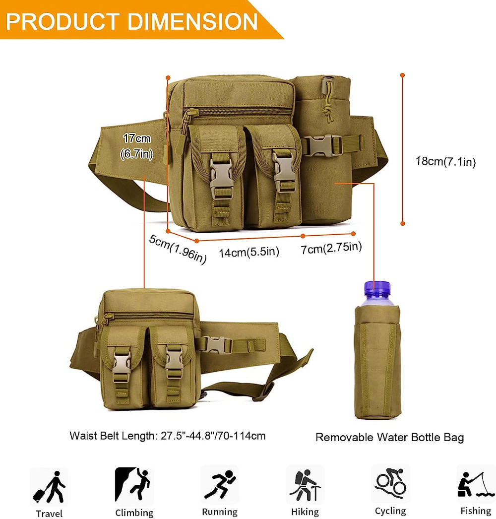 Tactical Fanny Pack Bumbag Waist Bag Military Hip Belt Outdoor Hiking Fishing