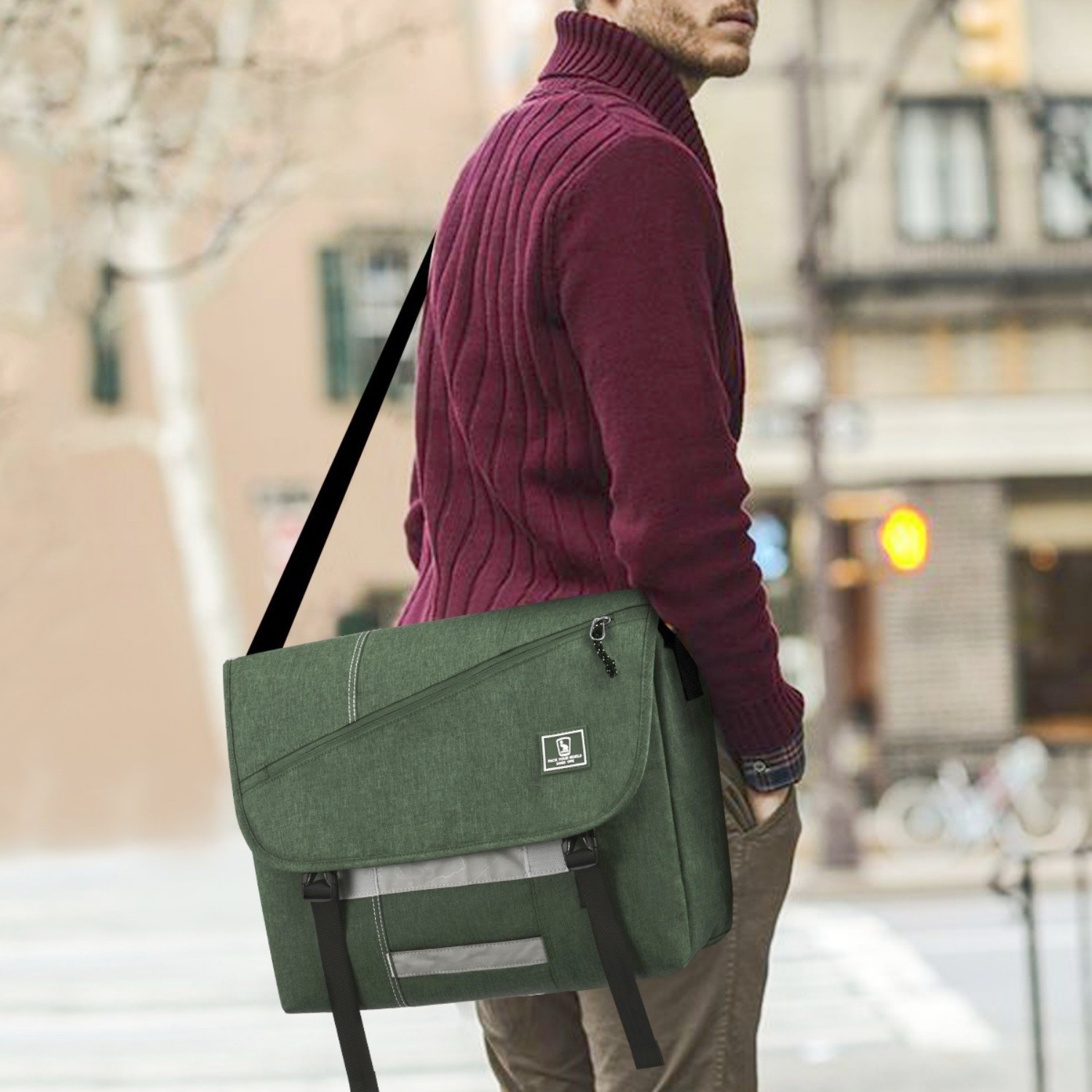 OIWAS Messenger Bag 15.6″ Laptop Shoulder Bag Crossbody Travel Bag for Men Women