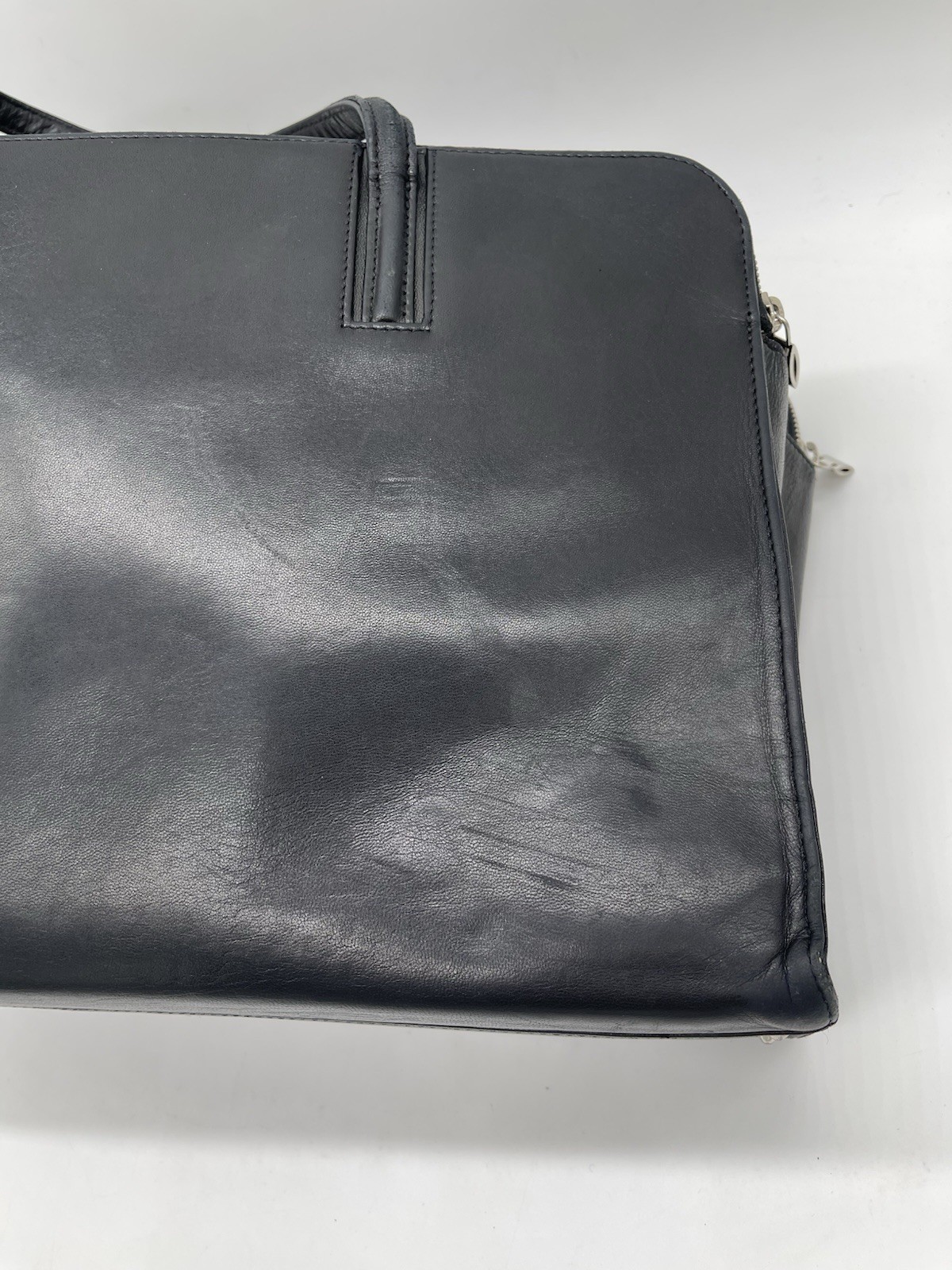 MONTBLANC Black Leather Briefcase Laptop Satchel Work Bag Travel Tote Classic