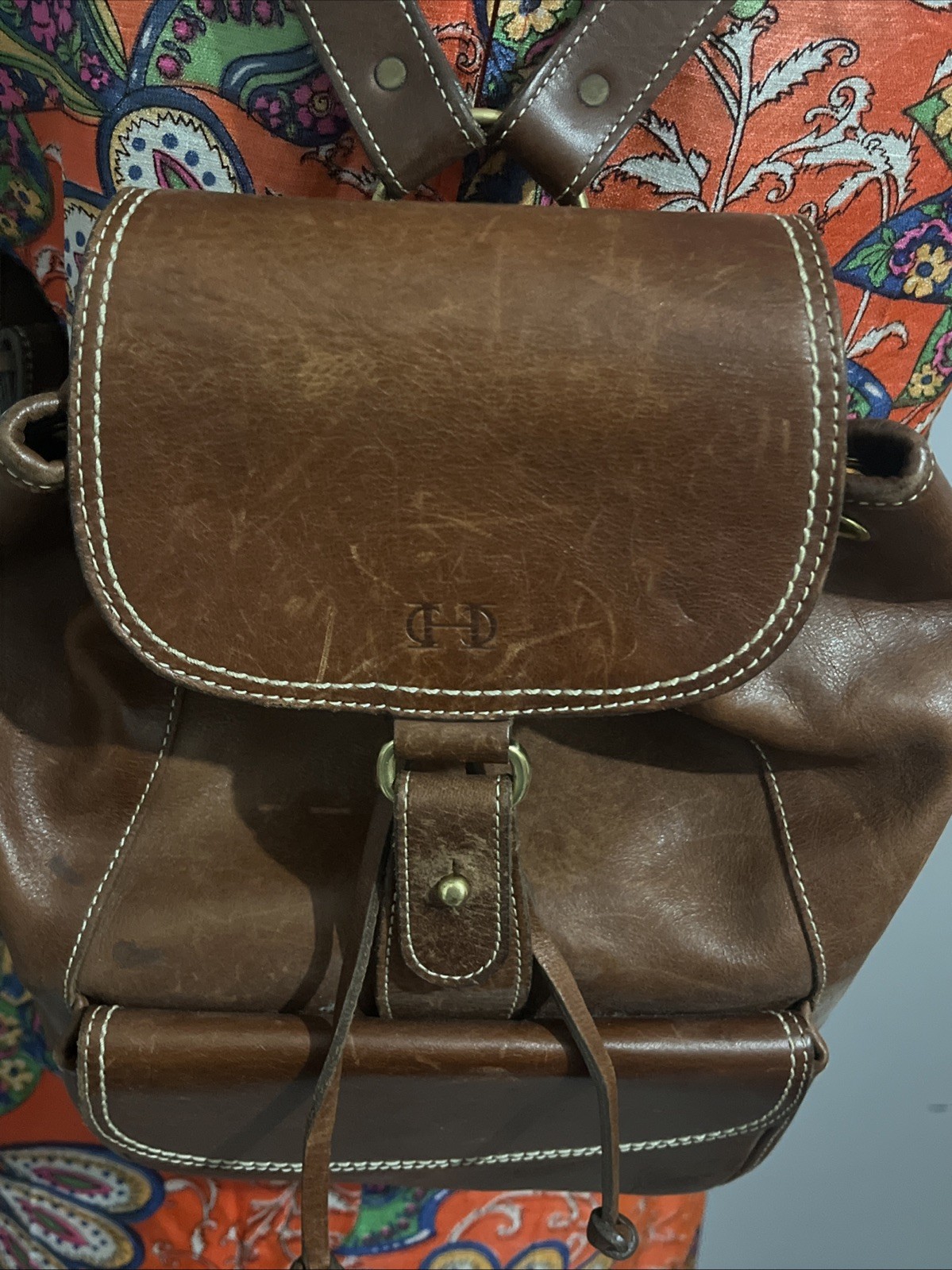 Vintage 90’s Cole Haan Brown Leather Backpack Purse 11×11”