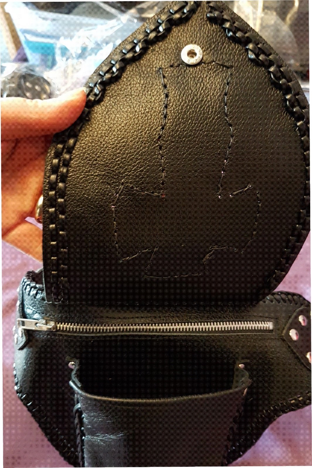 Leather & Seasnake Utility Belt Pouch Biker Hip Money Belt Larp Steampunk