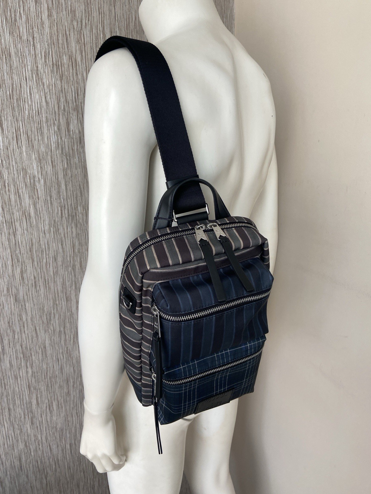PAUL SMITH MIXED STRIPE AND CHECK CROSSBODY SLING BAG BNWT