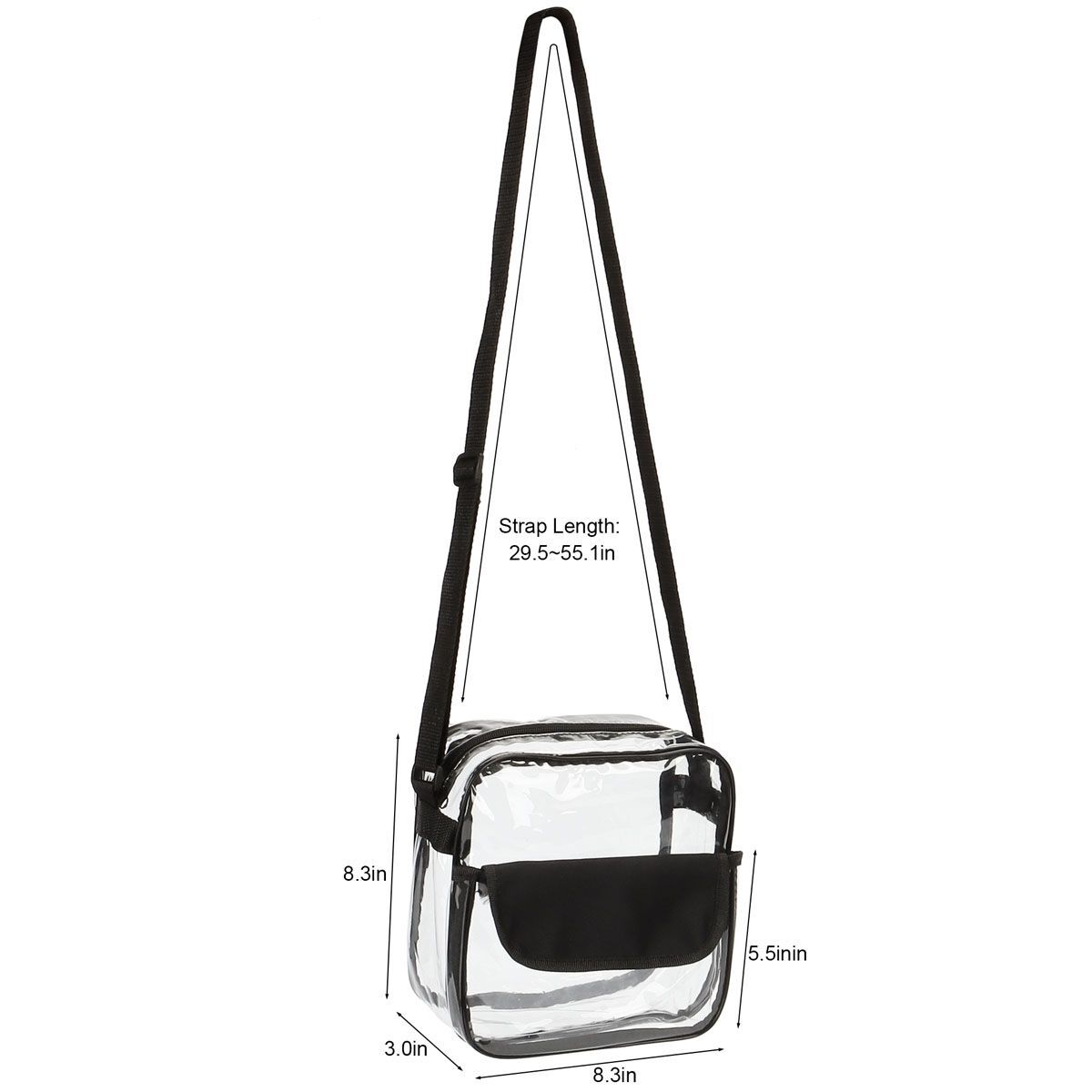 Clear PVC Crossbody Purse Bag Stadium Approved Tote Handbag Shoulder Waist Bag