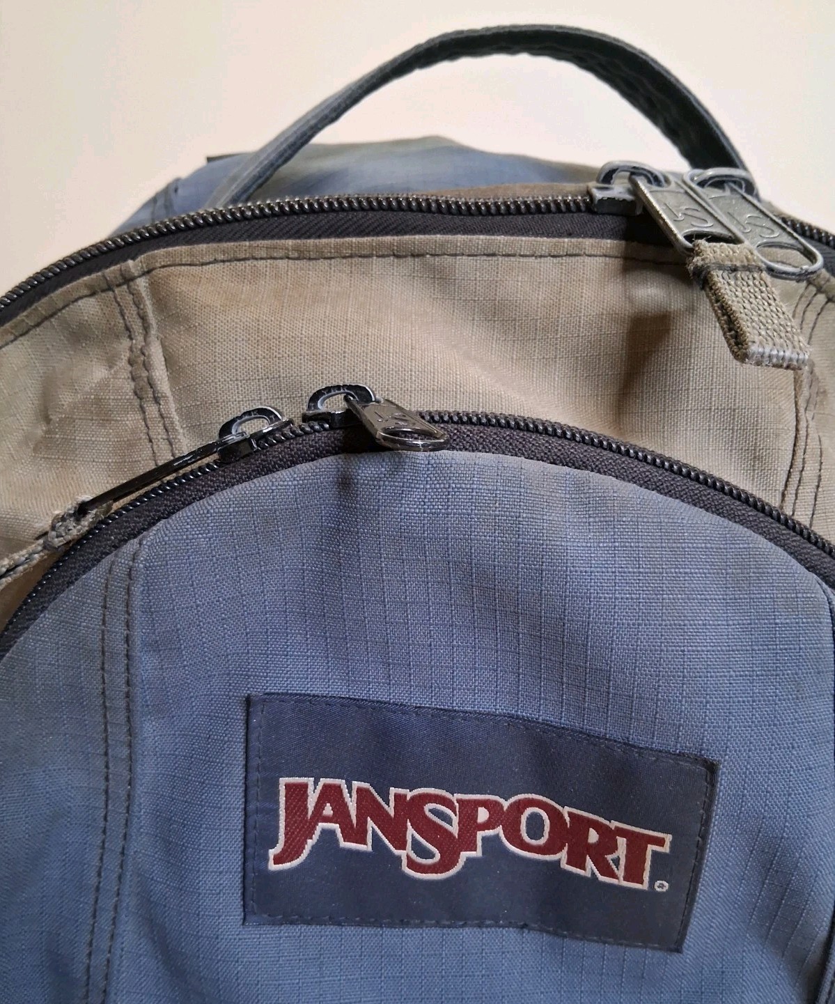 🤩 Vintage JANSPORT Blue Brown Bl. Multi Compartment Backpack Unisex School Bag